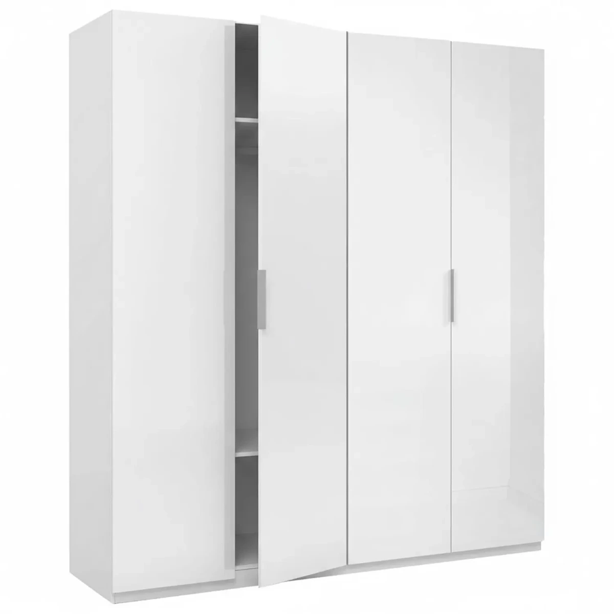 Armadio a 4 Ante Battenti con 2 Barre Appendiabiti e Ripiano interno Guardaroba Moderno per Camera da Letto Cabina Armadio Stanza Ospiti Design Moderno Minimal 180 x 200 x 52 Cm