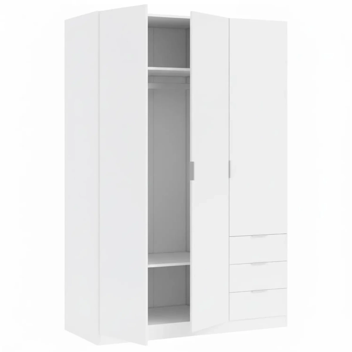 Armadio con 3 Ante Battenti e 3 Cassetti Armadietto con Asta Appendi Abiti e 3 Ripiani Ideale per Camera da Letto Soggiorno Salone Ingresso Design Moderno Lancaster 180x121x52 Cm