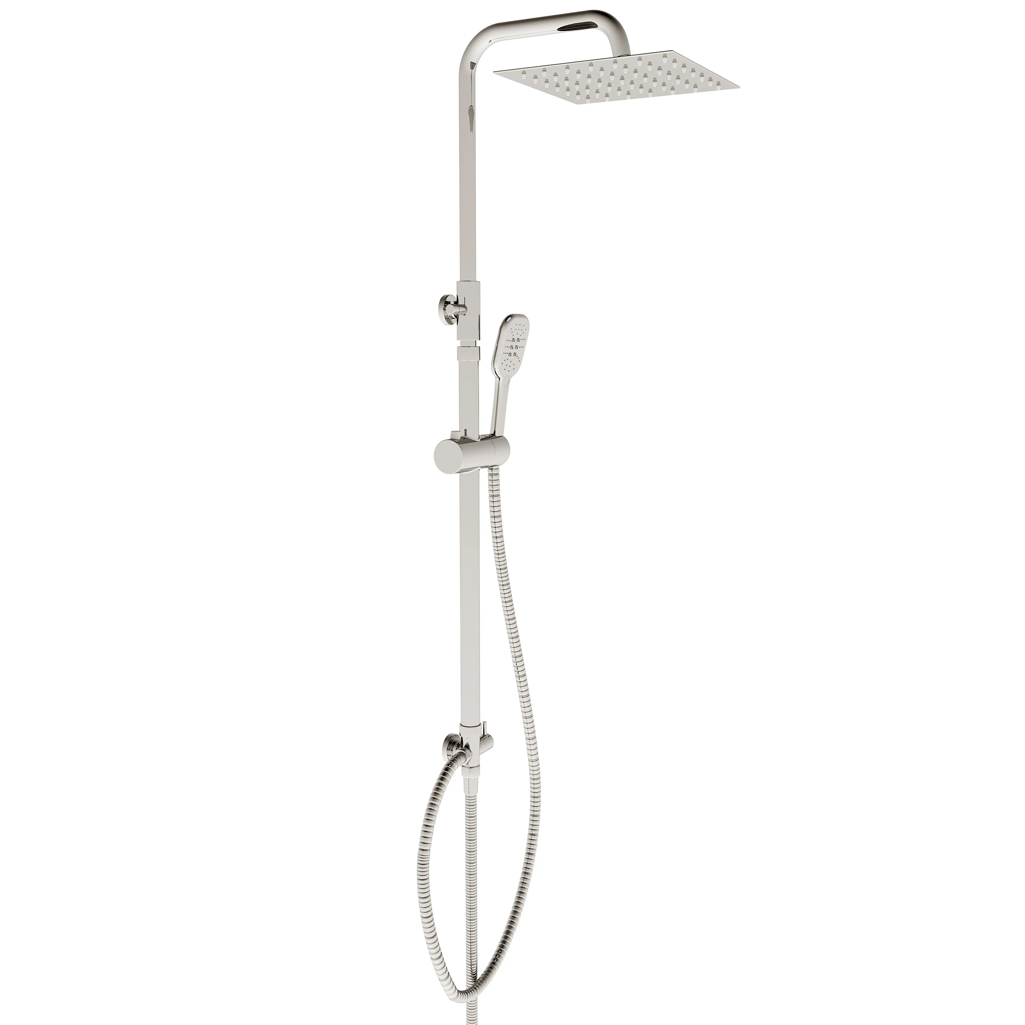 Colonna Doccia in Ottone Cromato con Miscelatore Set Dal Design Moderno Multifunzione Doccia Completa Getto a Pioggia Regolabile Doccetta Soffione Quadrato