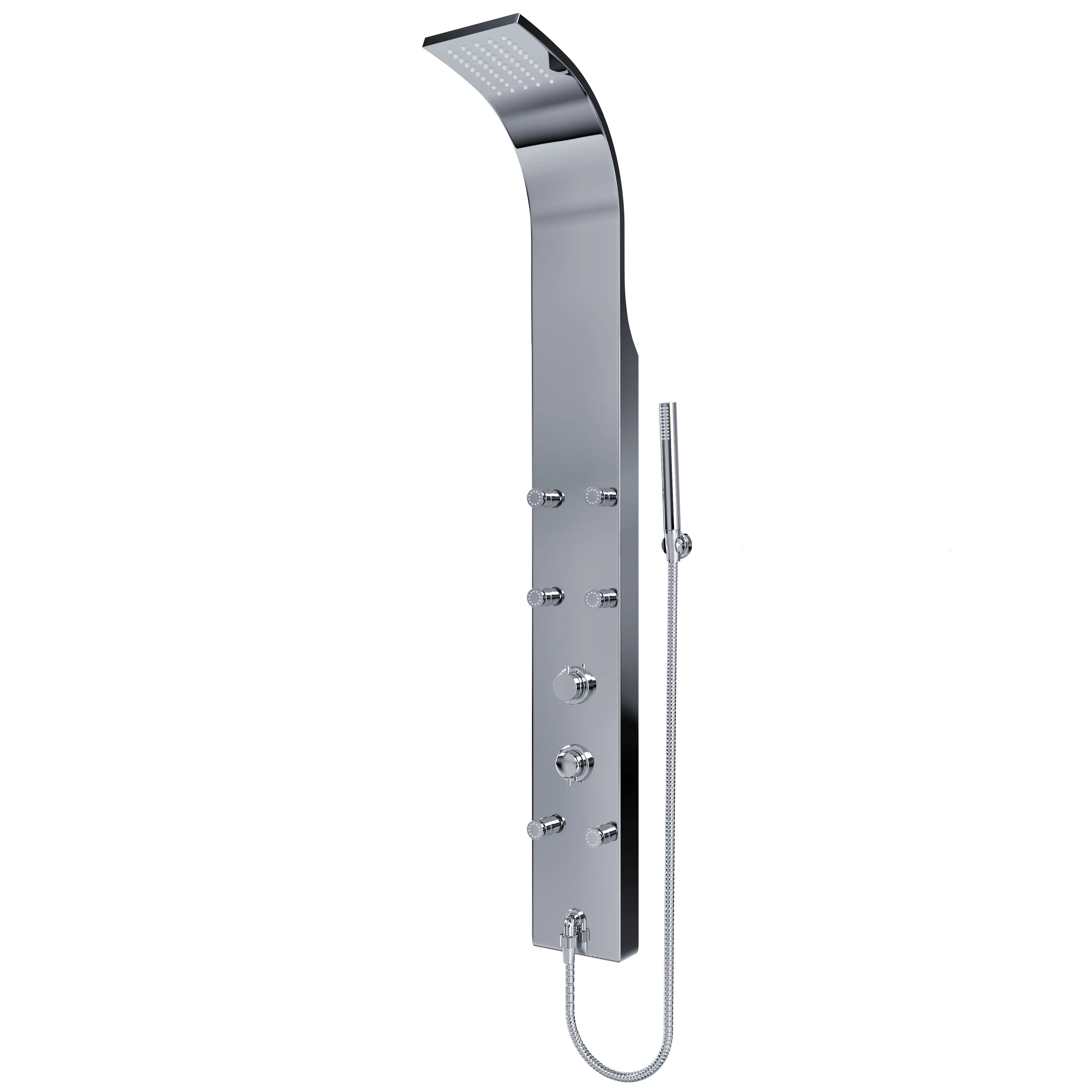Colonna Docciain Acciaio Inox 304 Spazzolato con Miscelatore Pannello Design Moderno Multifunzione Doccia, Soffione, Idromassaggio, Doccia a Cascata