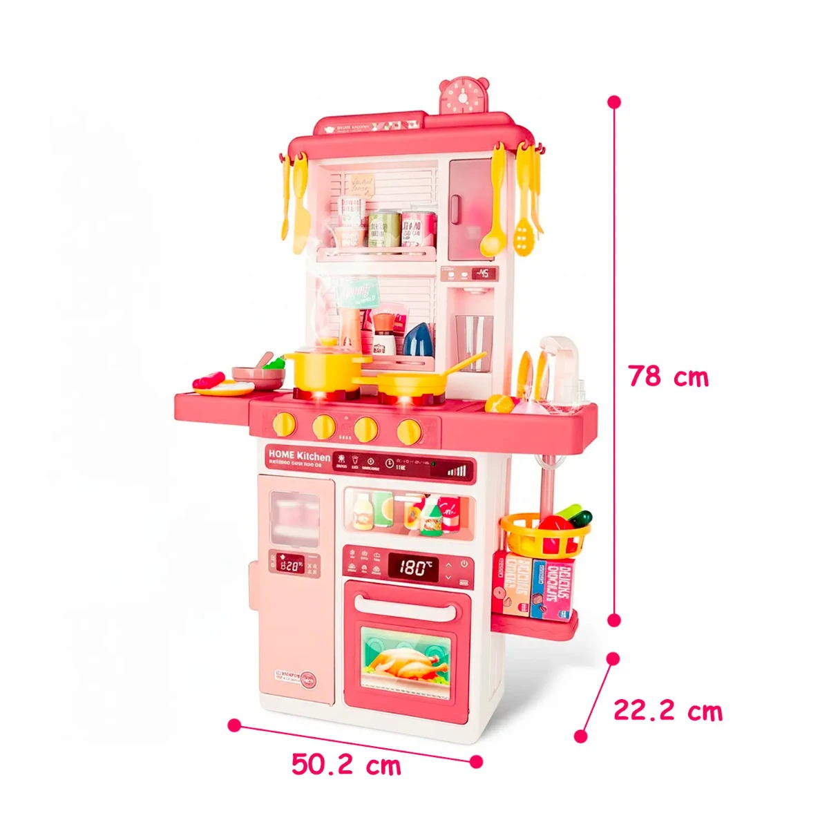 Cucina Giocattolo Bambini con Luci e Suoni Realistici Rubinetto con Riciclo Acqua Forno e Fornelli Apribili 50 Accessori inclusi Gioco Educativo per Bambini Dai 3–8 Anni