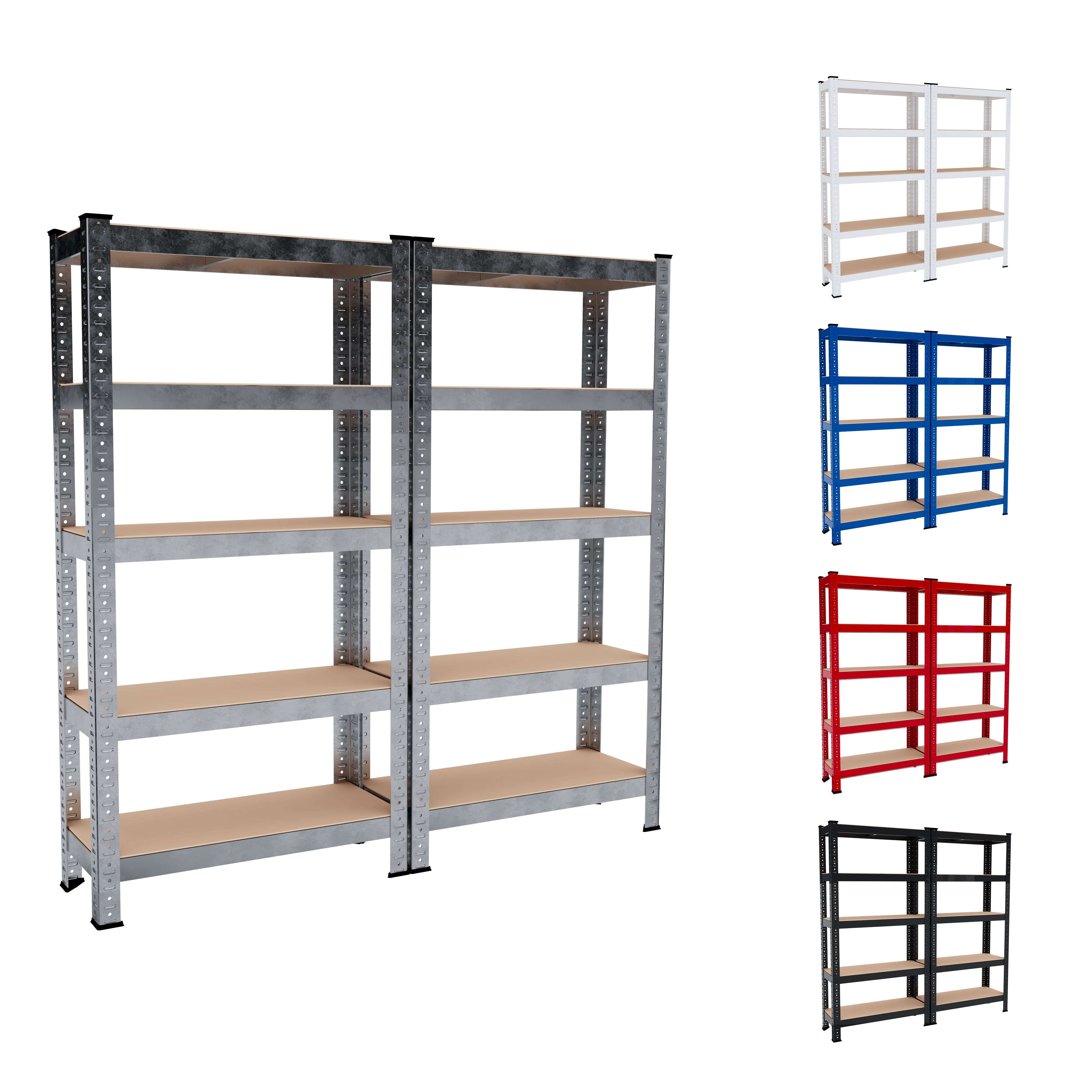 2 Scaffali In Metallo E MDF Scaffale Ad Alta Portata Fino a 875 kg Con 5 Ripiani Regolabili Ideale Per Garage Officina Cantina