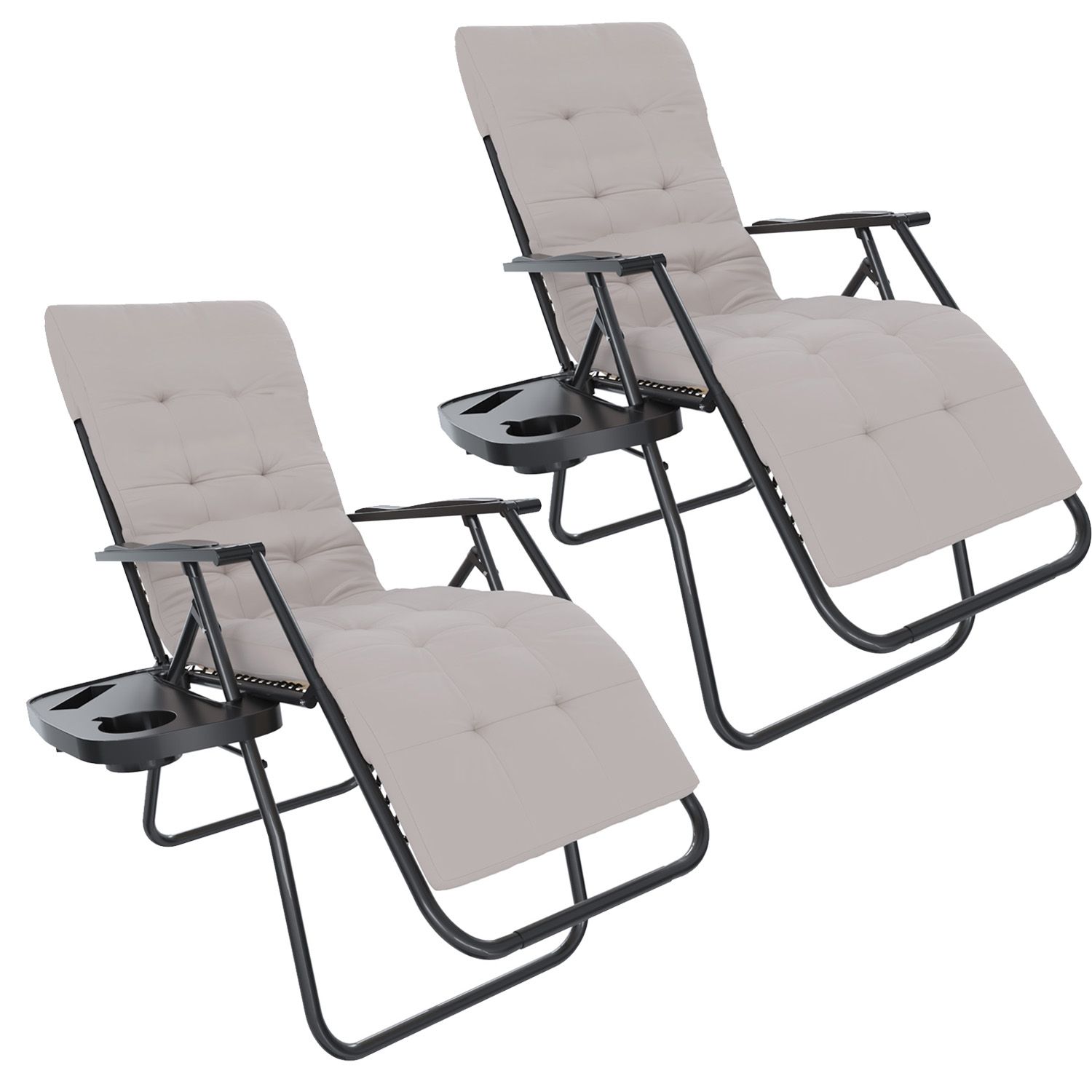 Sedia Sdraio Cuscino Trapuntato Imbottito Portavivande Poltrona Reclinabile Gravità Zero Design Ergonomico Richiudibile Salvaspazio Acciaio Tubolare Gravity Zero Max