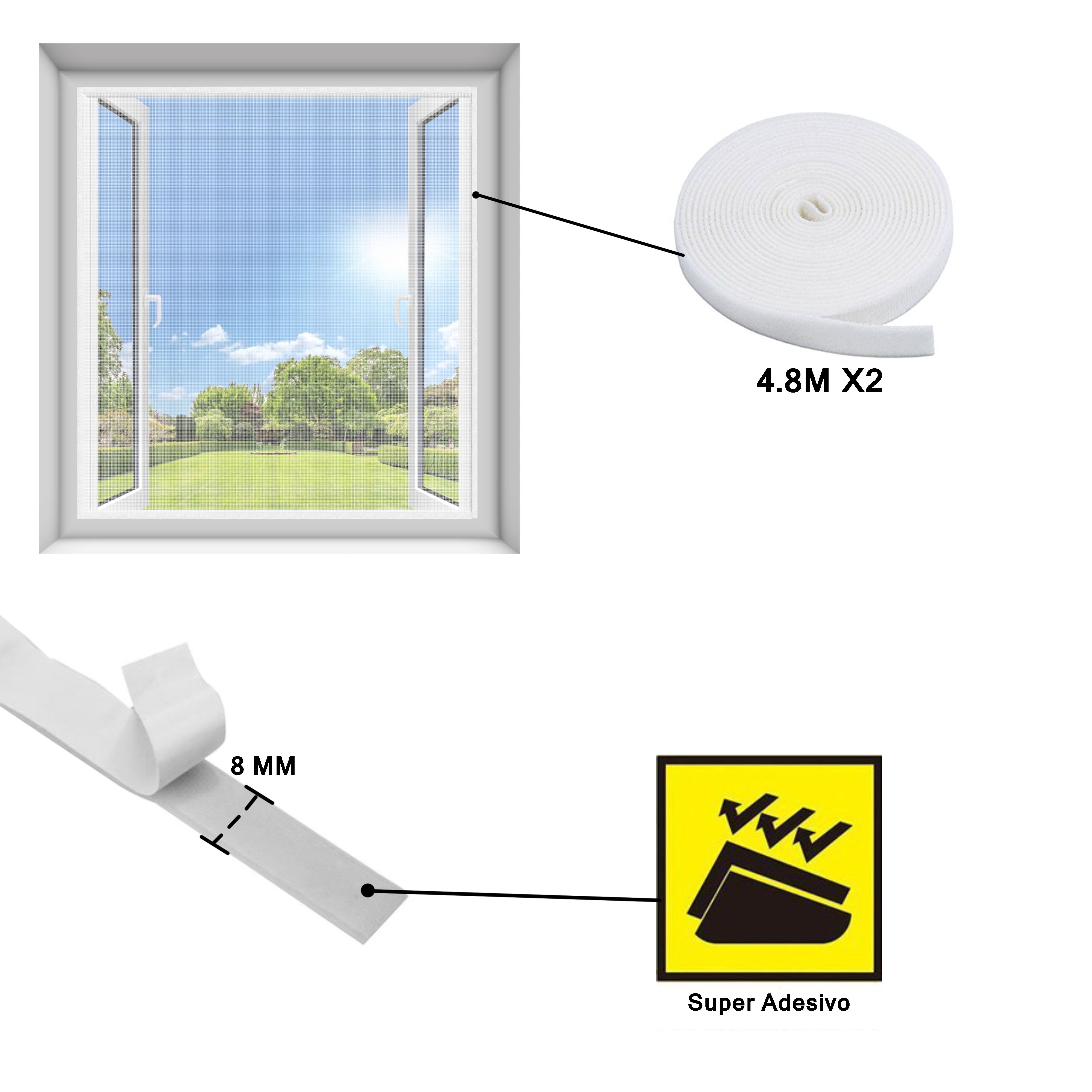 2 Zanzariere Adesive Tagliabili Finestra Zanzariere Finestre Nastro Adesivo Potente Taglierino Dimensioni Regolabili Richiede Perforazione Installazione