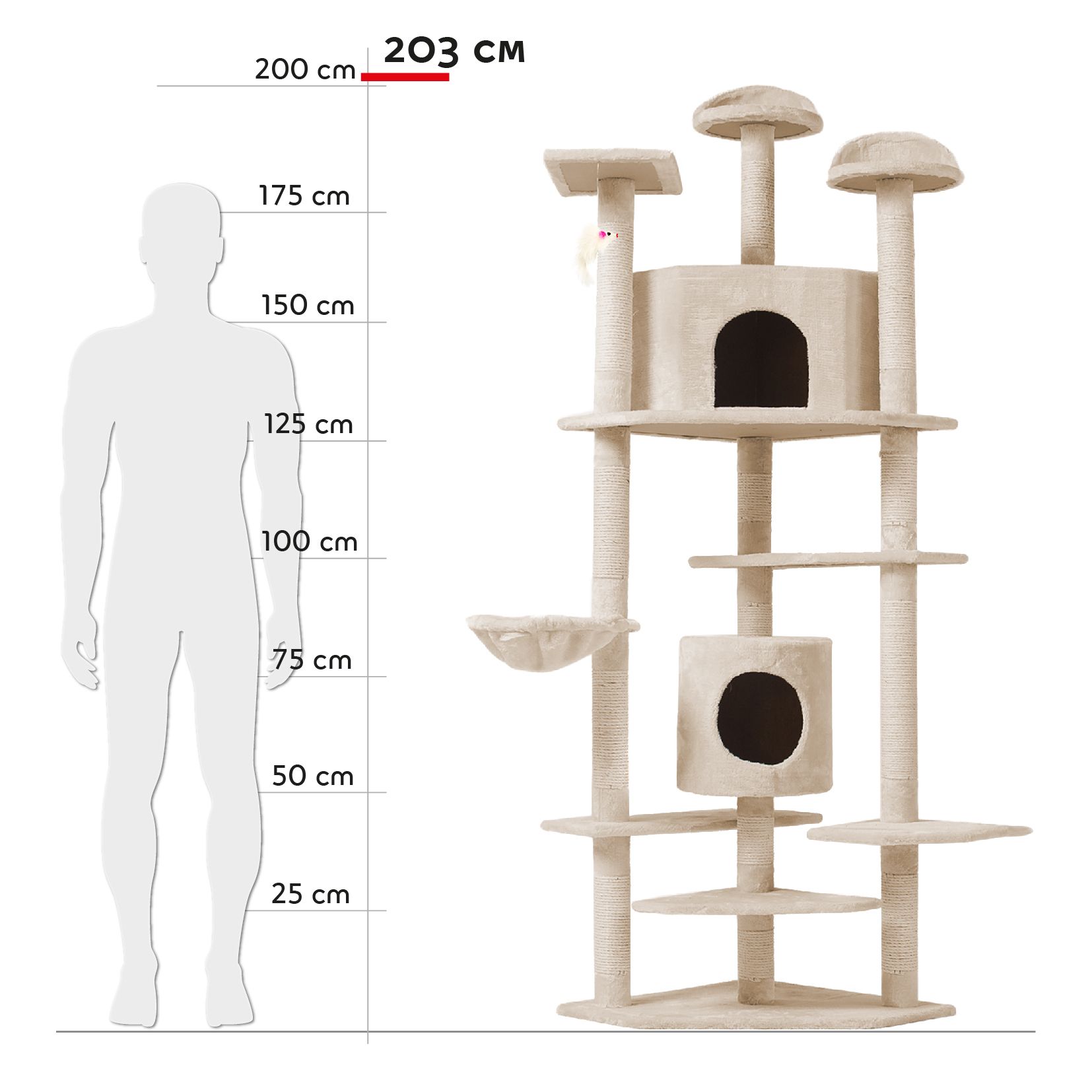 Albero per Gatto con Graffiatoio Parco Giochi Tiragraffi Sisal