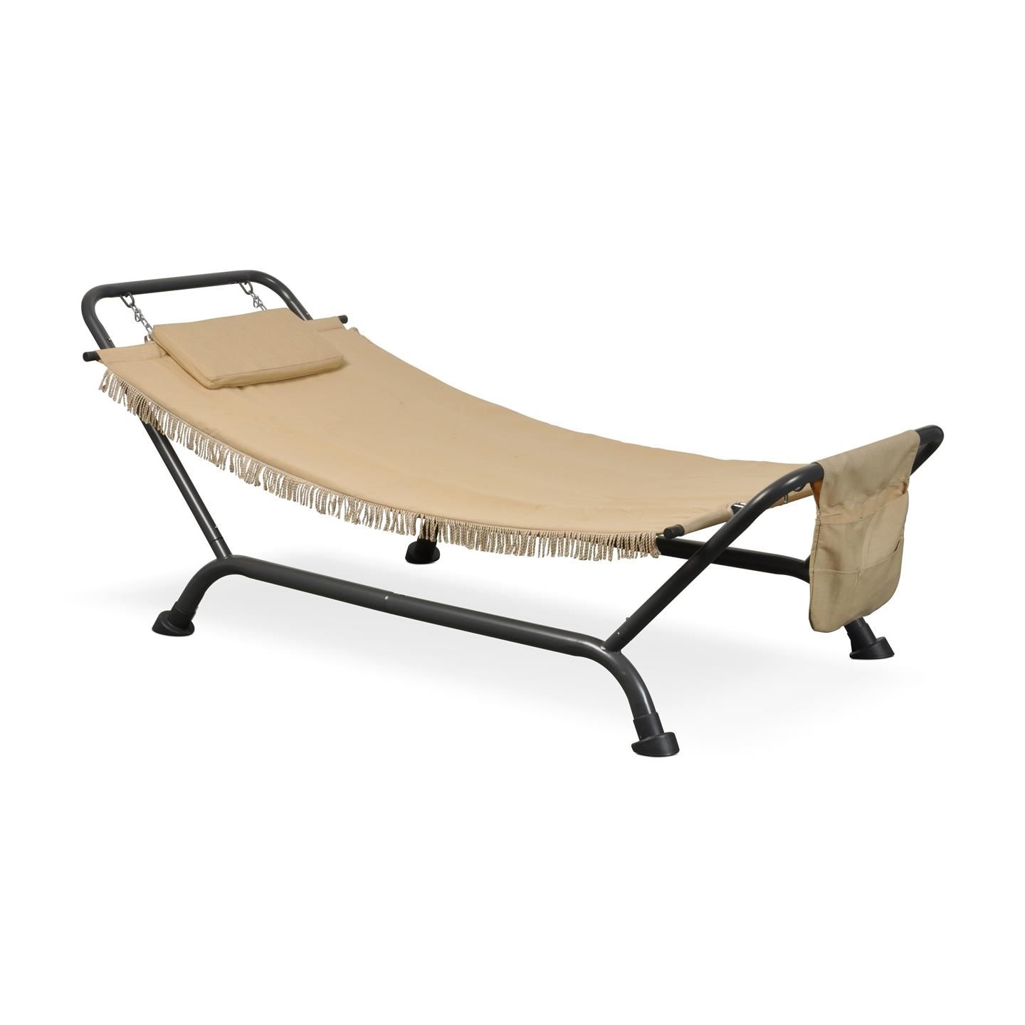 Amaca Da Giardino Con Supporto In Acciaio E Telo In Poliestere Resistente Con Cuscino E Telo Portaoggetti Per Esterno Terrazzo Piscina Balcone 