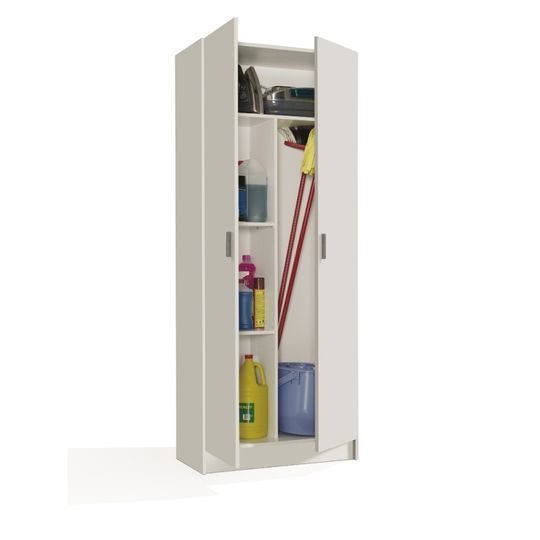 Armadio Armadietto Multiuso A Colonna Paige con 2 Ante e 5 Ripiani Ingresso Camera da Letto