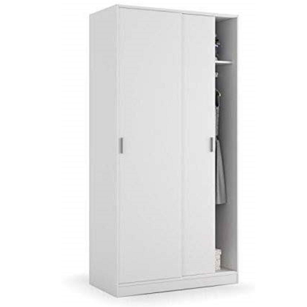 Armadio Guardaroba Vestiti 2 Ante Scorrevoli 1 Ripiano 1 Appendiabiti Salvaspazio Martos  Con Maniglie In Metallo  Ideale Per Arredare Camera Da Letto Stanza Arredo