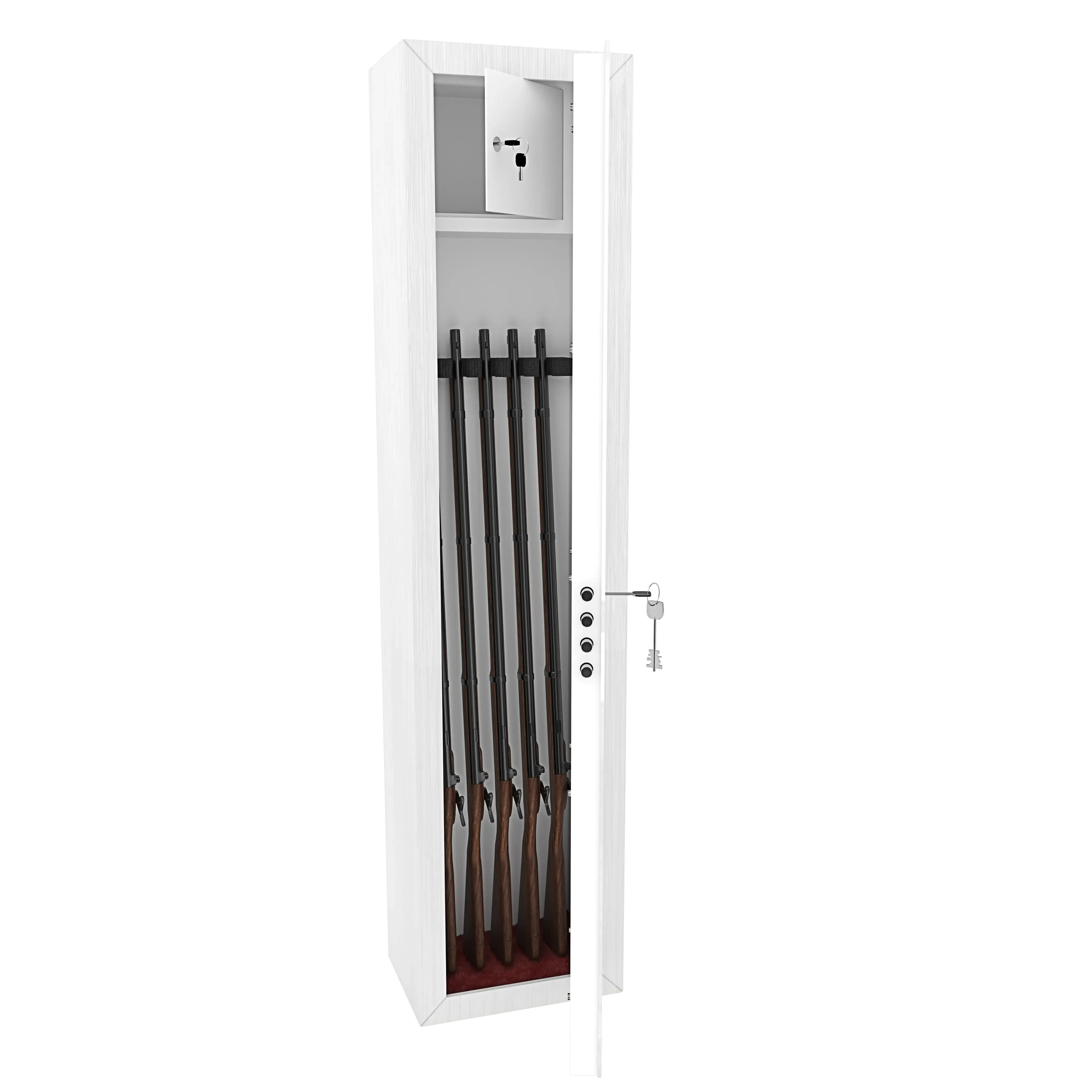 armadio-portafucili-armi-blindato-fuciliera-in-acciaio-con-cassetto-tesoretto-con-serratura-e-chiave-a-doppia-mappa-cassaforte-sicura-denton-colore-bianco-effetto-legno-148-x-34-x-28-cm-5-posti-191184-1