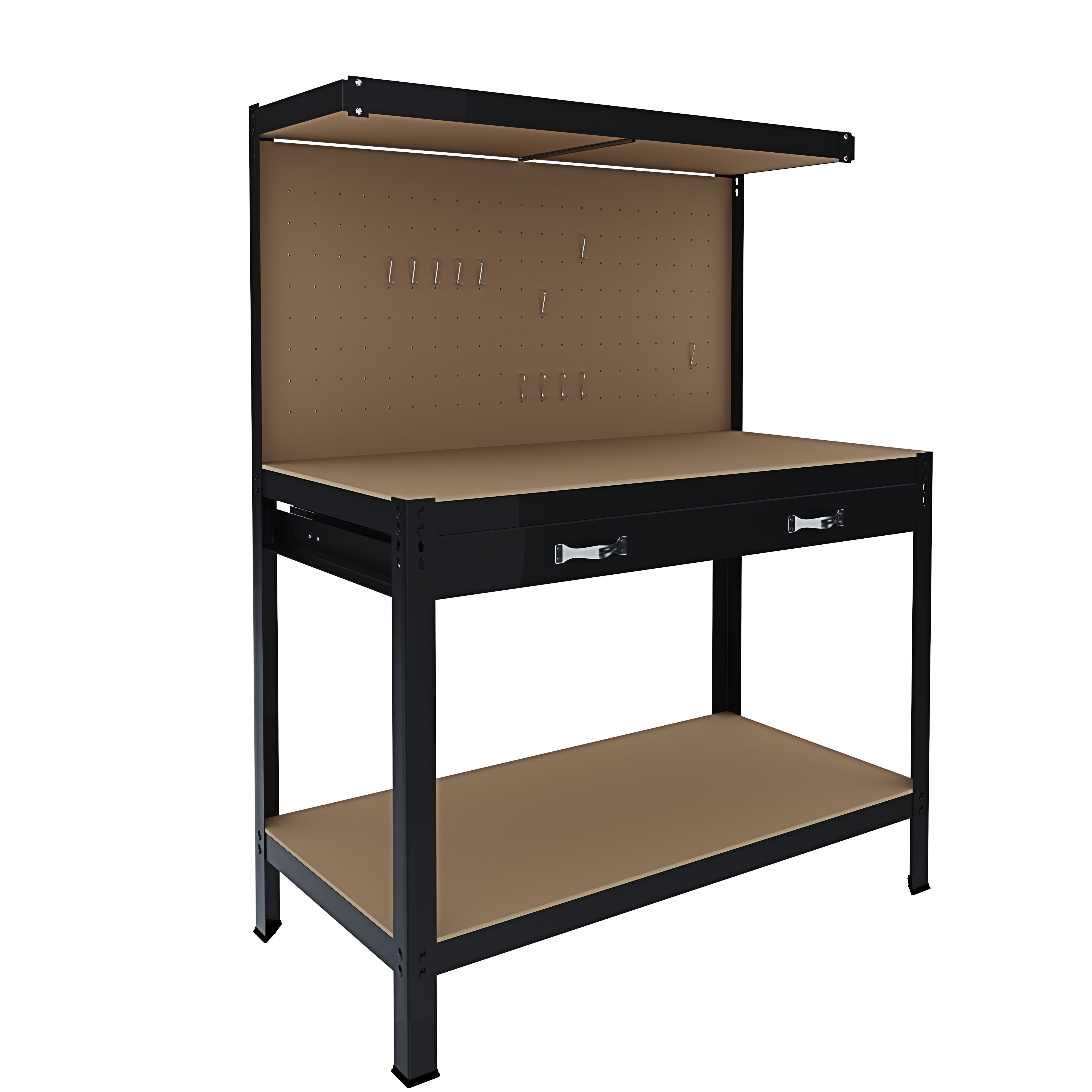 Banco Tavolo Lavoro Senza Bulloni Acciaio Metallo Ripiani Regolabili Ideale Garage Officina Cantina Capannone Magazzino Design Modulare