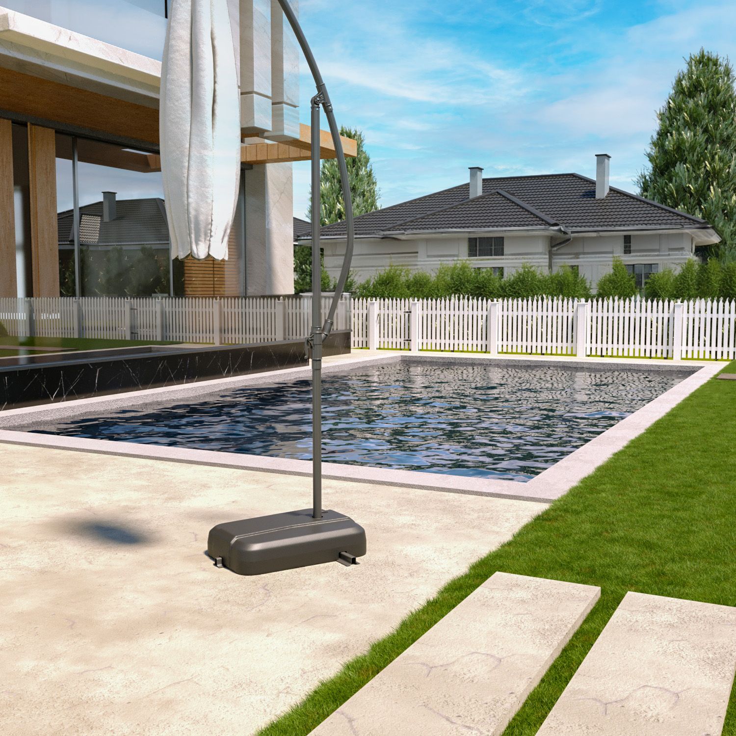 Base Ombrellone Giardino Riempibile Acqua Da Giardino Resistente Intemperie Terrazzo Balcone