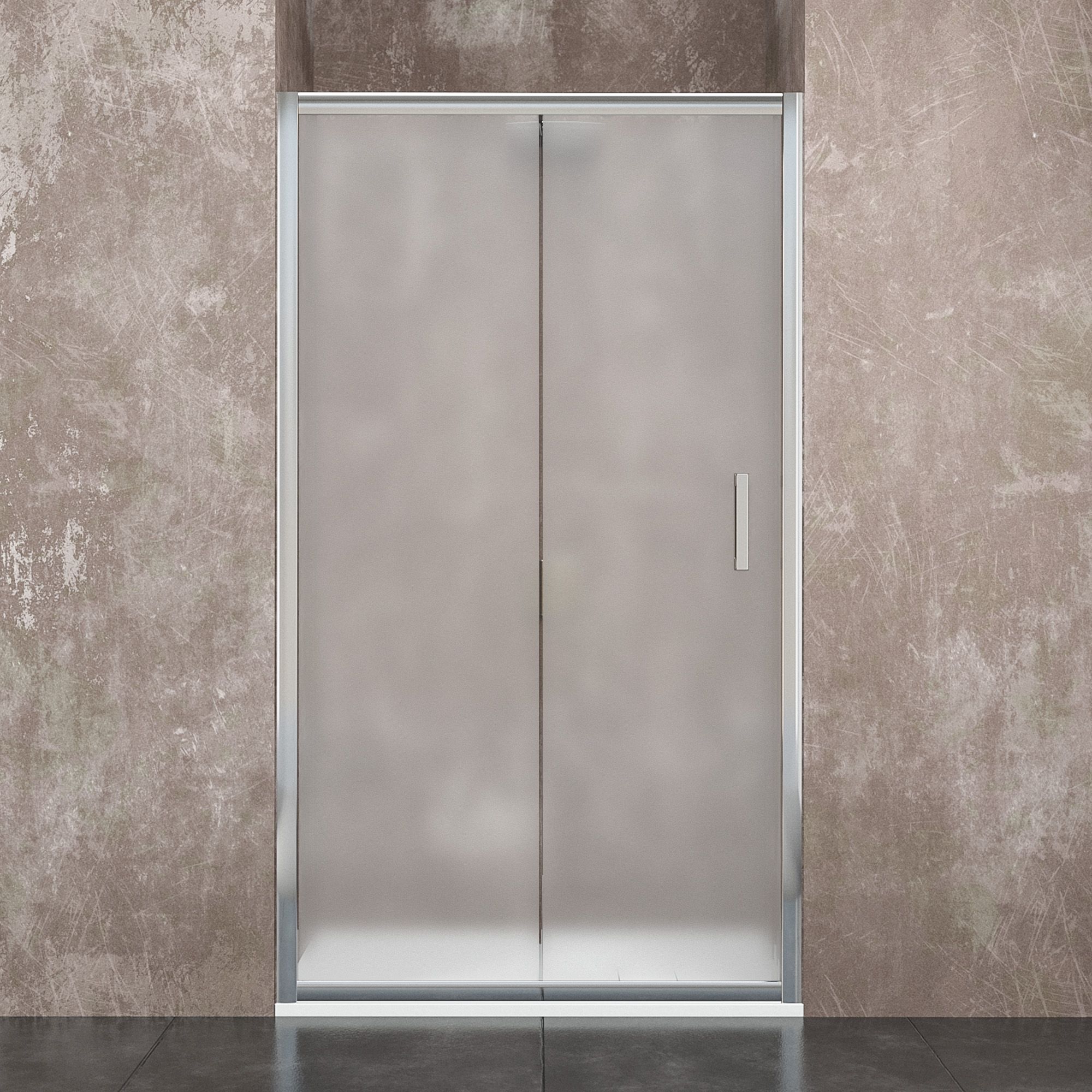 Doccia Nicchia Apertura Scorrevole Cristallo Temperato Porta Bagno Struttura Alluminio Anodizzato Maniglie Acciaio Cromato Skien