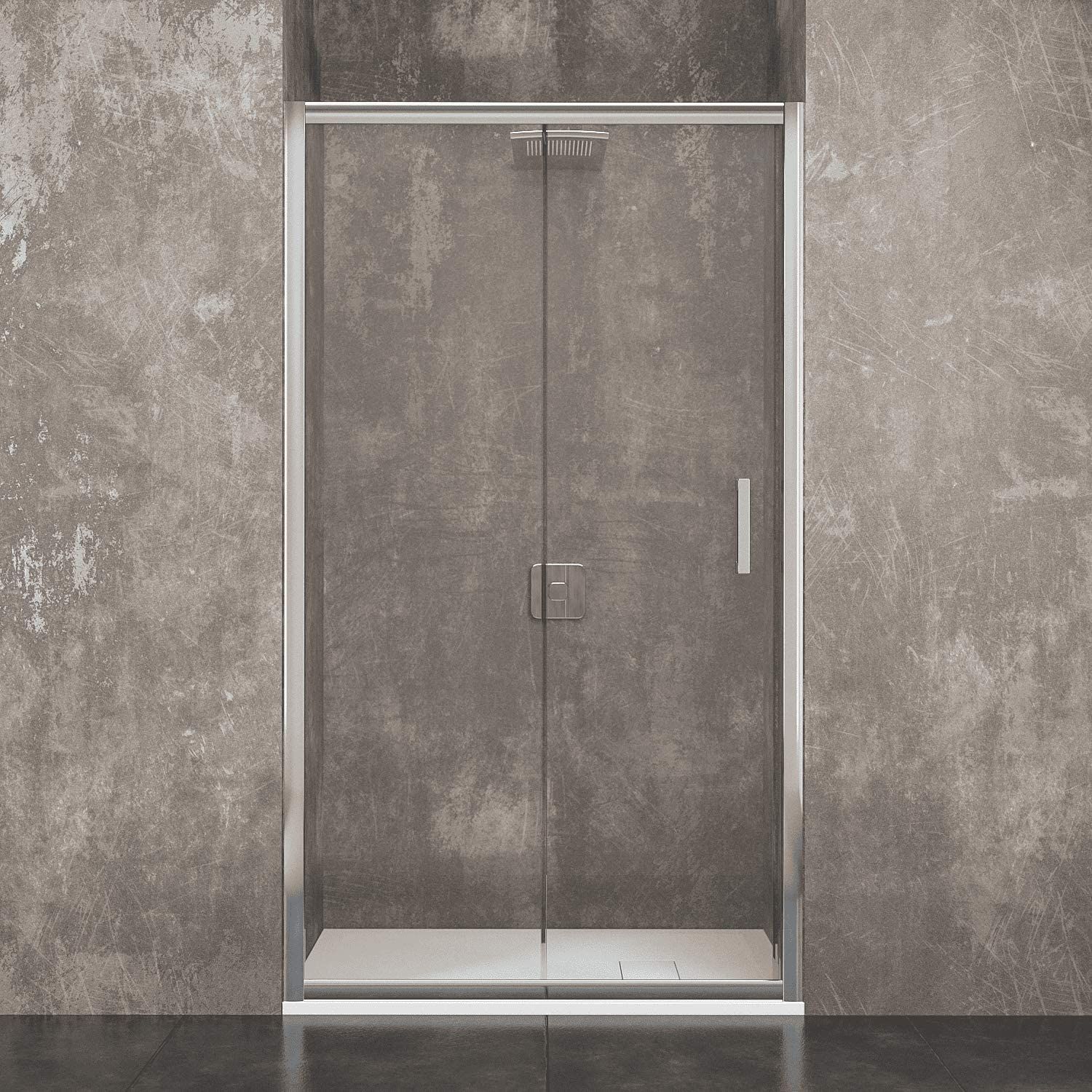 Doccia Nicchia Apertura Scorrevole Cristallo Temperato Porta Bagno Struttura Alluminio Anodizzato Maniglie Acciaio Cromato Skien