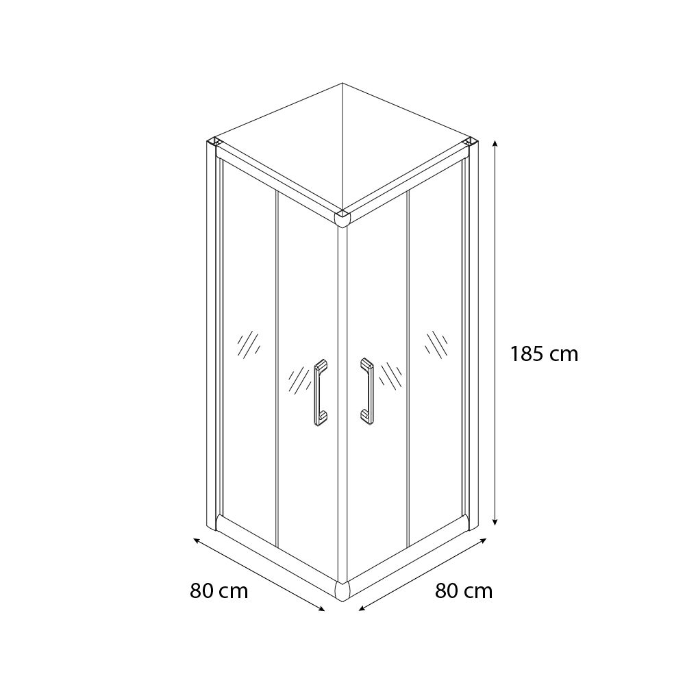 Box Doccia Quadrato Cabina Bagno Con Porte Scorrevoli Ante In Cristallo Temperato Serigrafato Struttura Alluminio Anodizzato Maniglie in Acciaio Cromato