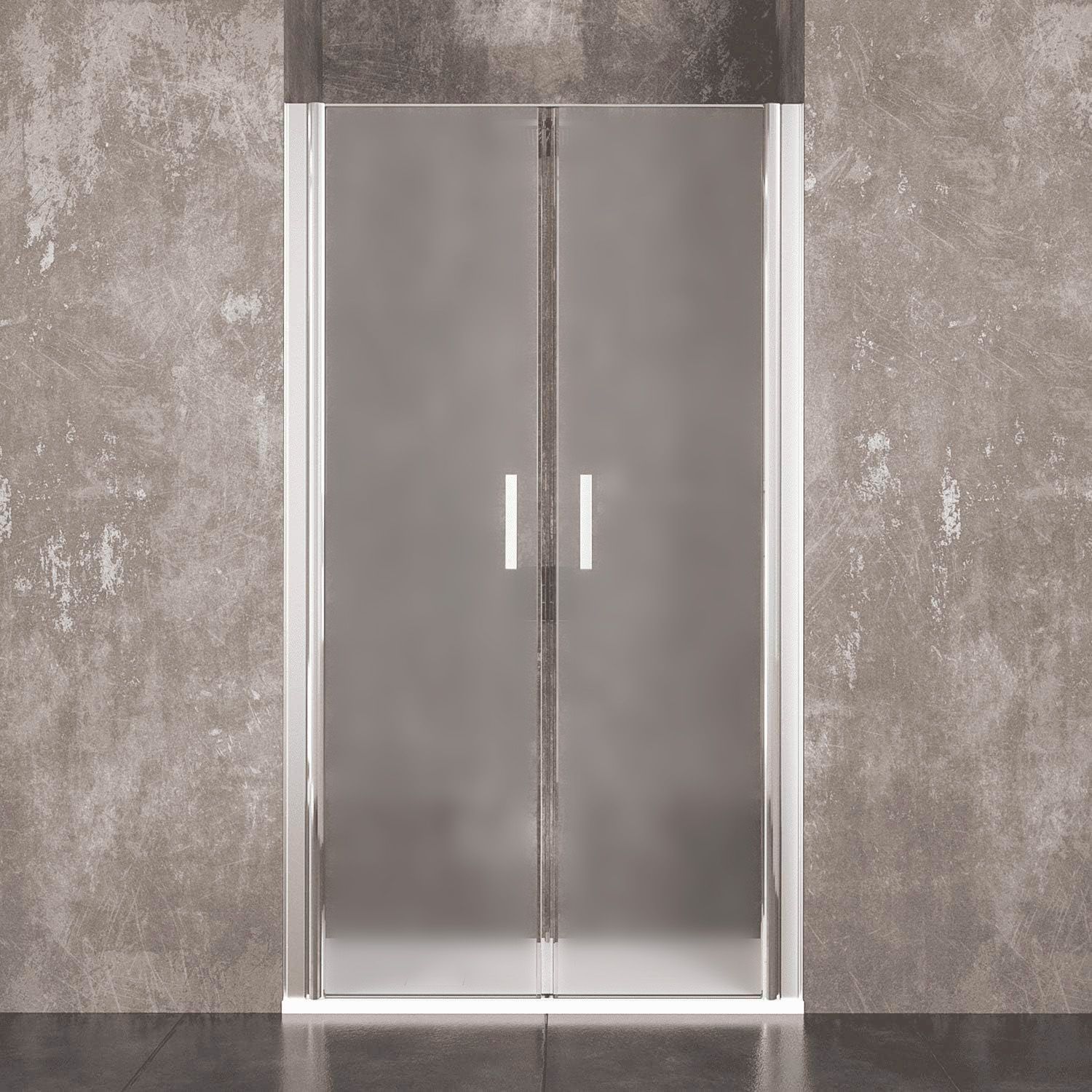 Doccia Saloon Nicchia Satinato Porta Bagno Apertura Doppia Battente Cristallo Temperato Struttura Alluminio Anodizzato Maniglie Acciaio Cromato Cracovia