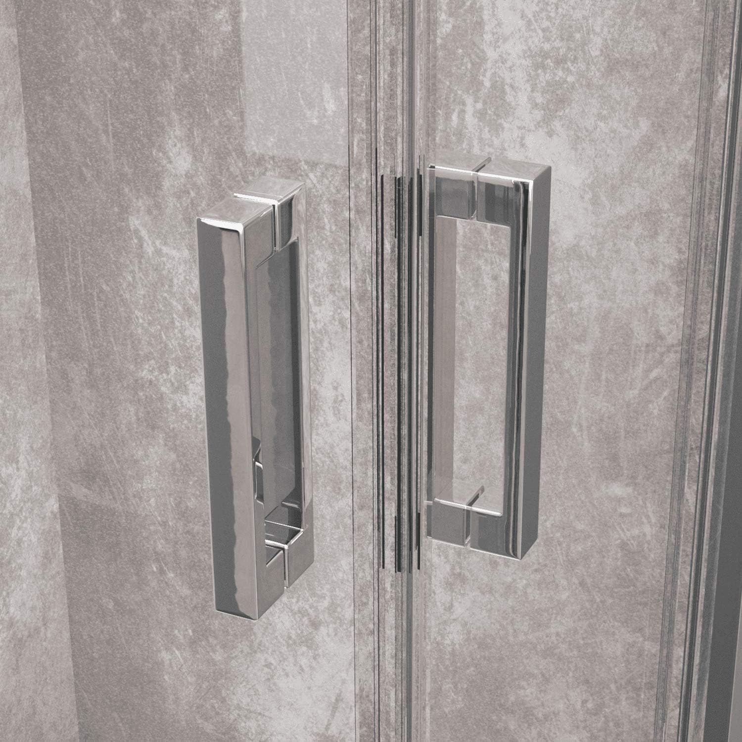 Doccia Saloon Nicchia Serigrafato Porta Bagno Apertura Doppia Battente Cristallo Temperato Struttura Alluminio Anodizzato Maniglie Acciaio Cromato Cracovia