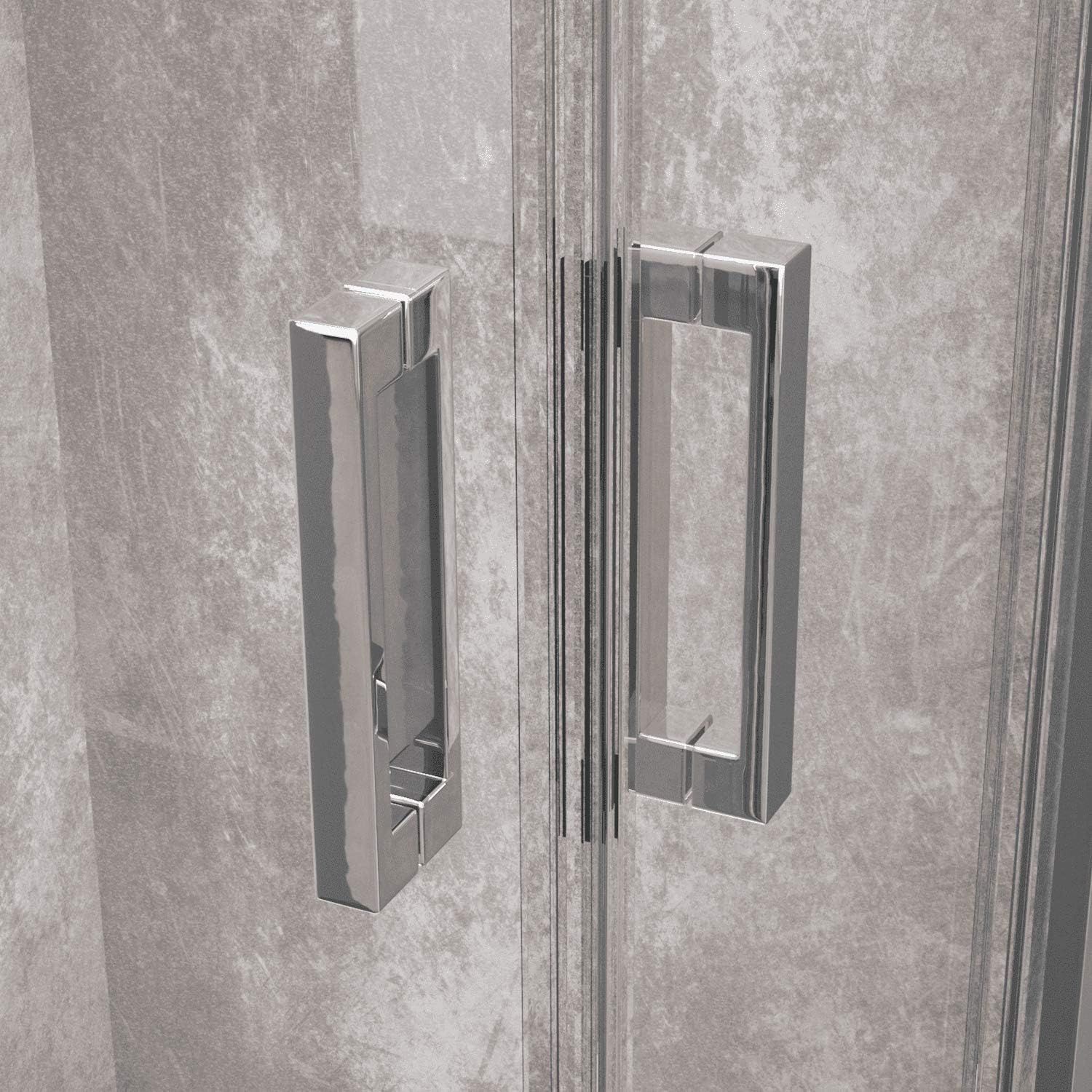 Doccia Saloon Nicchia Trasparente Porta Bagno Apertura Doppia Battente Cristallo Temperato Struttura Alluminio Anodizzato Maniglie Acciaio Cromato Cracovia