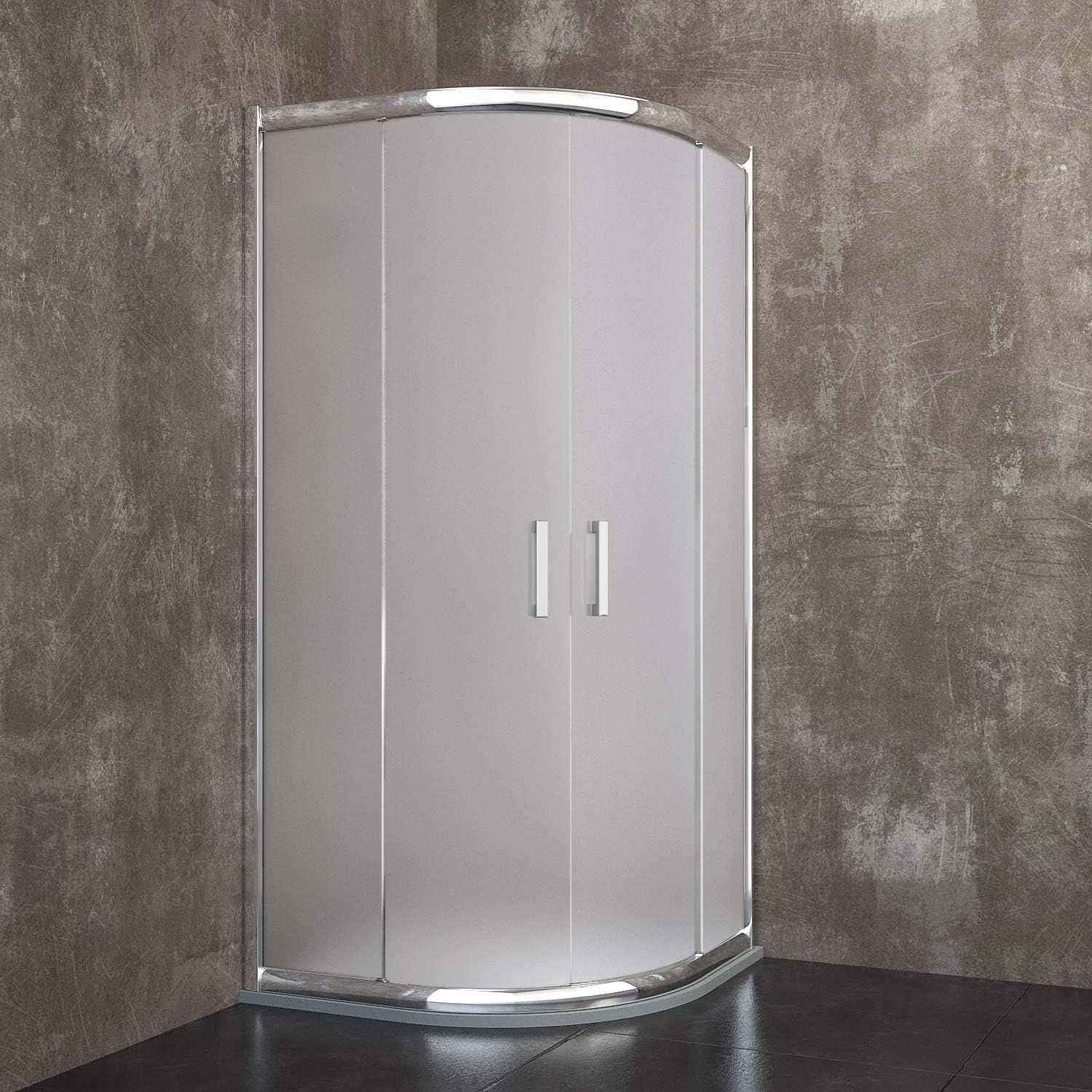 Doccia Semicircolare Cristallo Temperato Con Porte Scorrevoli Struttura Alluminio Anodizzato Maniglie Acciaio Cromato Design Locarno