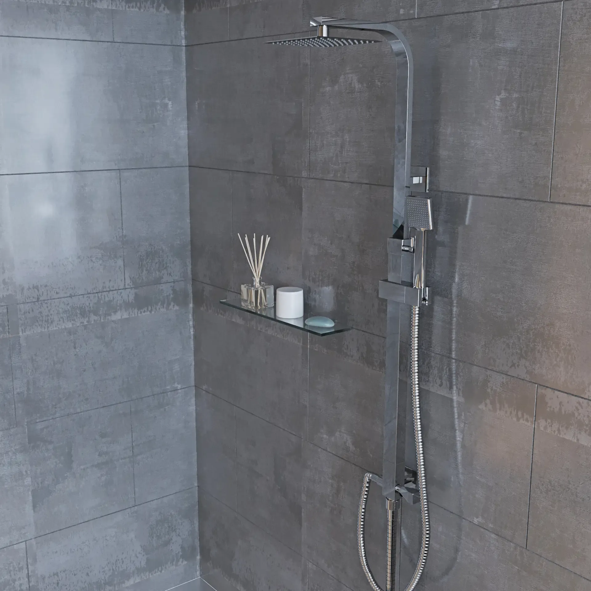 Colonna Doccia In Acciaio Inox Con Miscelatore Set Dal Design Moderno Multifunzione Doccia Completa Getto A Pioggia Regolabile Doccetta 117 x 1.5 x 39 cm (Argento)