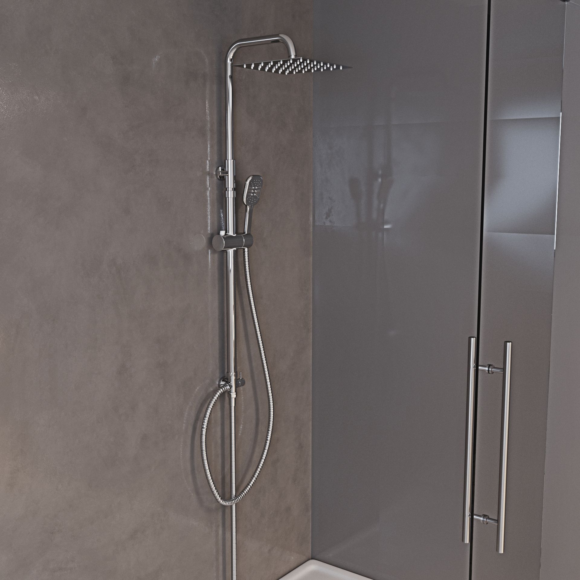Colonna Doccia In Ottone Cromato Con Miscelatore Set Dal Design Moderno Multifunzione Doccia Completa Getto A Pioggia Regolabile Doccetta Soffione Quadrato