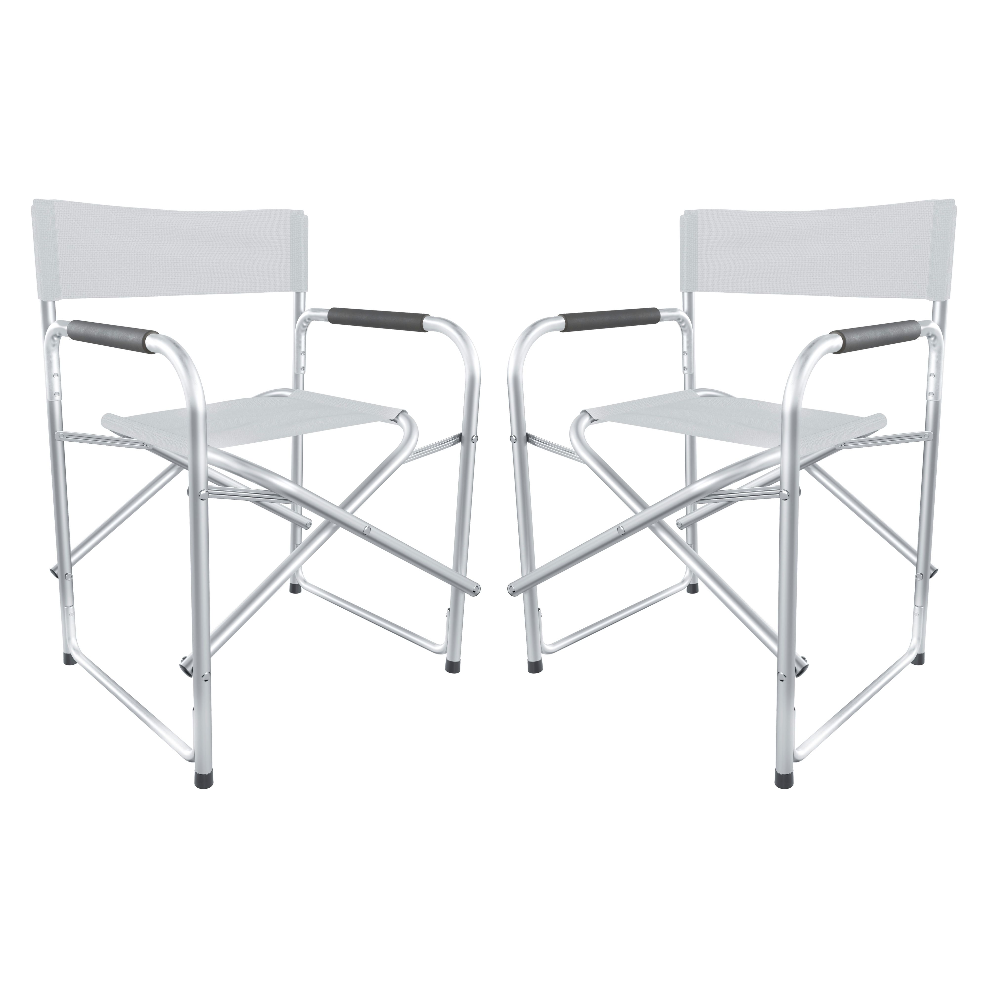 Coppia di Sedie da Regista Poltrona Pieghevole In Alluminio Tubolare Ossidato E Tessuto Traspirante Sedile Portatile Leggero Poltroncina Mare Spiaggia Camping Campeggio