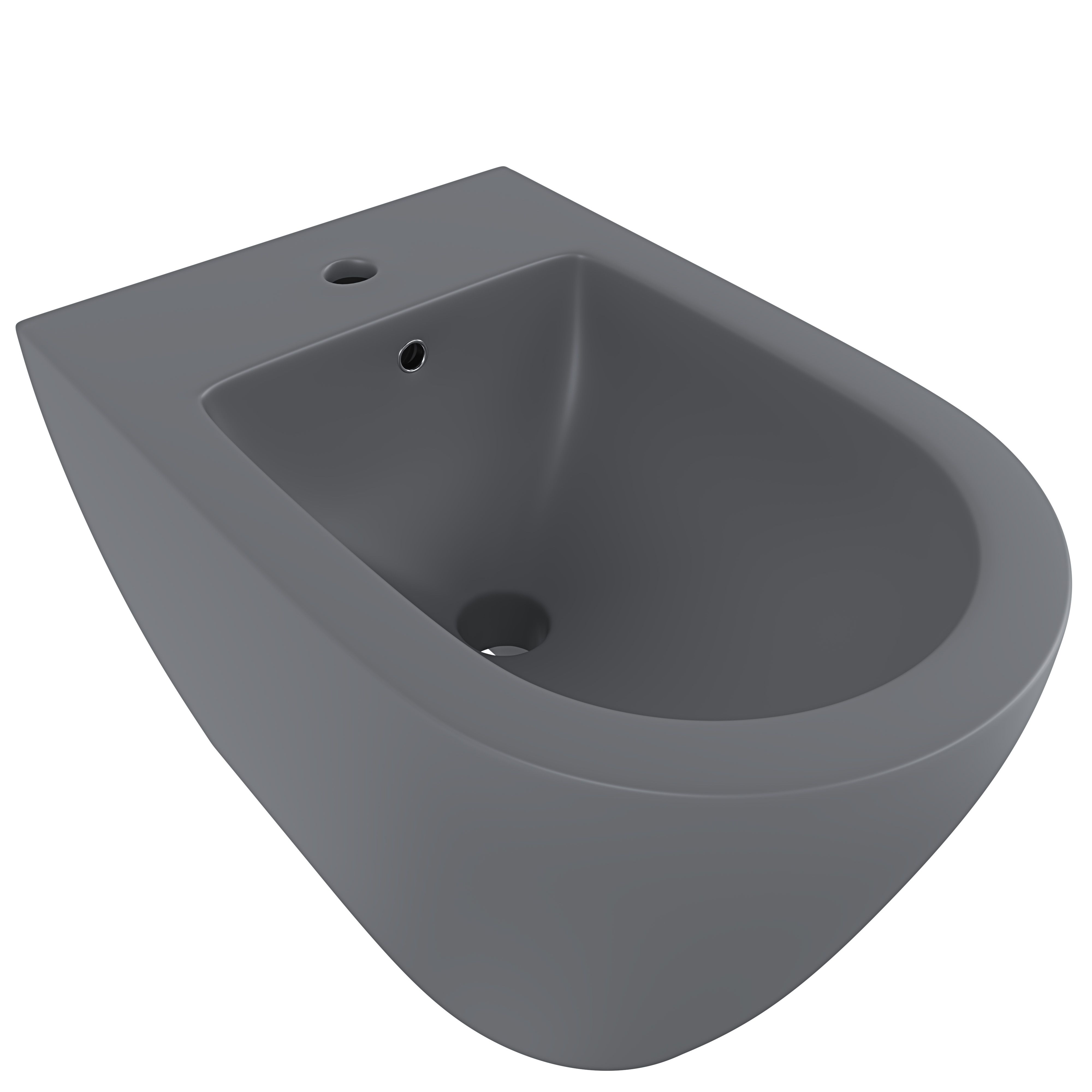Coppia Sanitari Filomuro Muro Filo Parete Vaso Bidet Design Moderno Ceramica Copriwater Chiusura Close Chiusura Rallentata