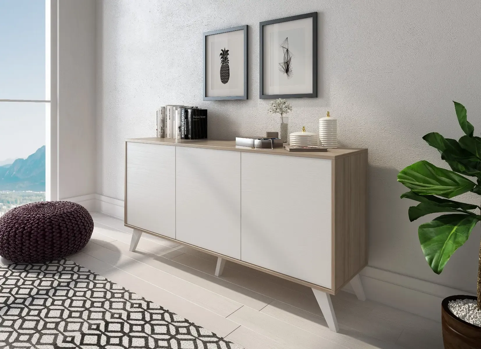 credenza-moderna-madia-3-ante-senza-maniglie-design-minimal-con-piedini-rialzatiper-soggiorno-ingresso-corridoio-salotto-154-x-72-x-40-cm-bianco-e-rovere-439751
