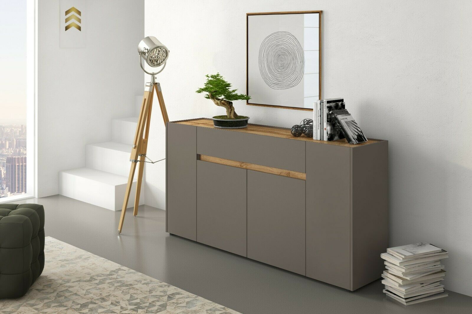Credenza Moderna Madia Mobile Contenitore In Melaminico Interni Soggiorno Salotto Ingresso - Beige