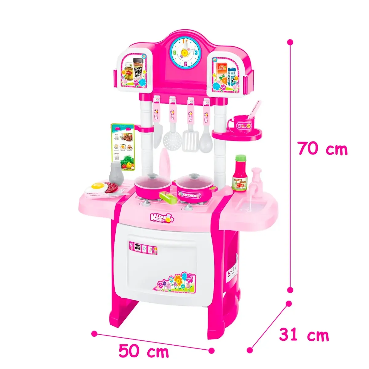 Cucina Giocattolo per Bambini con Luci e Suoni Realistici 18 Accessori Rubinetto con Sistema di Riciclo Dell'Acqua e Forno Apribile Set Cucina Educativo per Bambini Dai 3–8 Anni