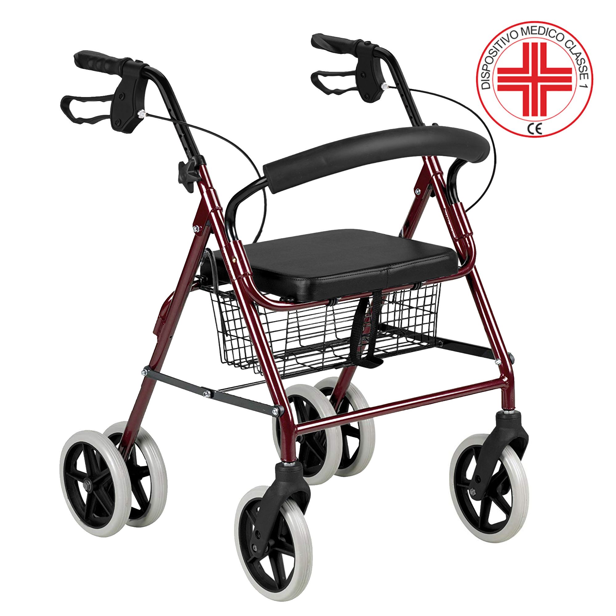 Deambulatore Leggero Passeggio Pieghevole ruote con freni pressione Design leggero sicuro cestino trasportare tuoi oggetti fare spesa Altezza regolabile