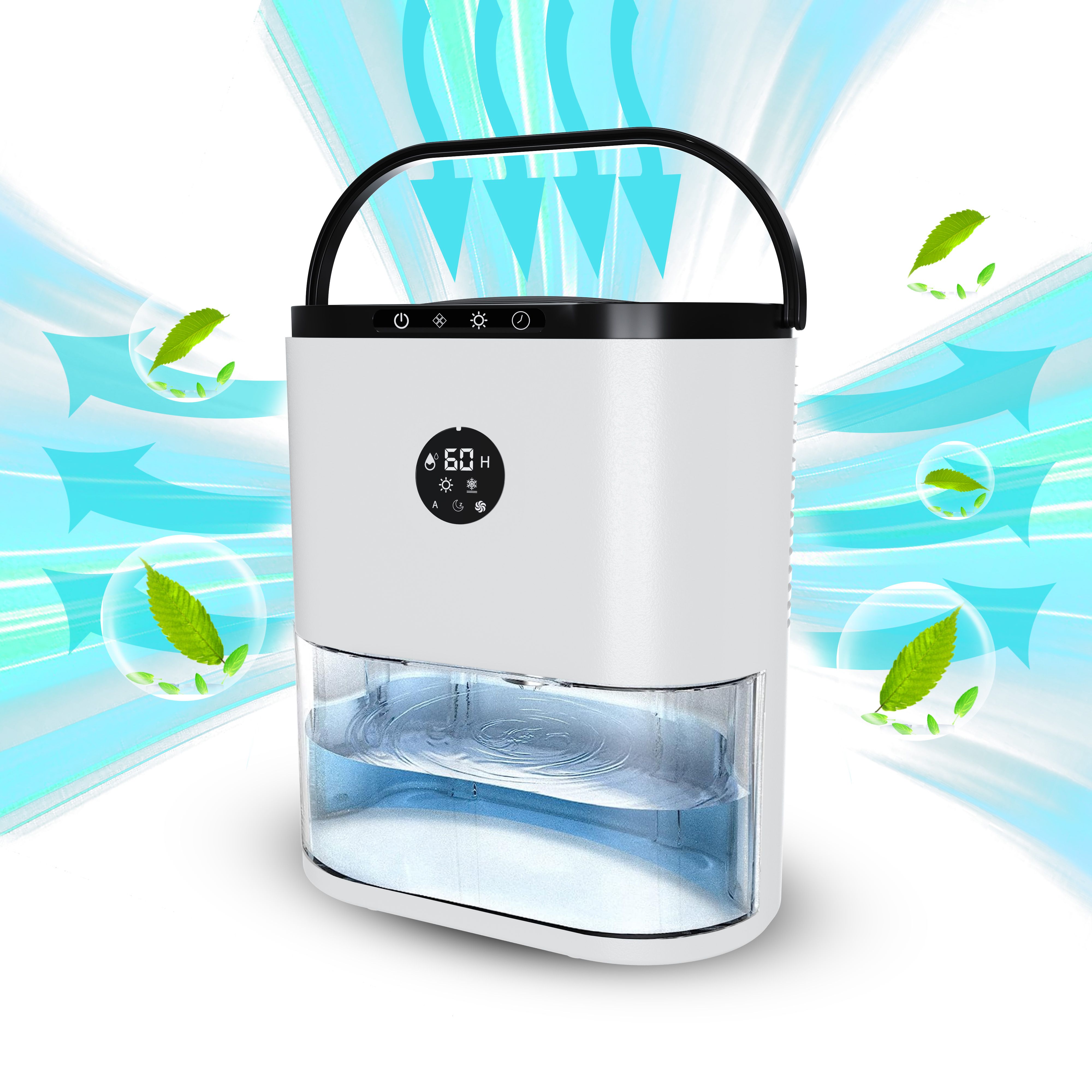 Deumidificatore Portatile Casa 3 Modalità Di Controllo Timer Spegnimento Automatico Luce LED Colorata Silenzioso Adatto Camera Ufficio Bagno Cucina Soggiorno Design Derry