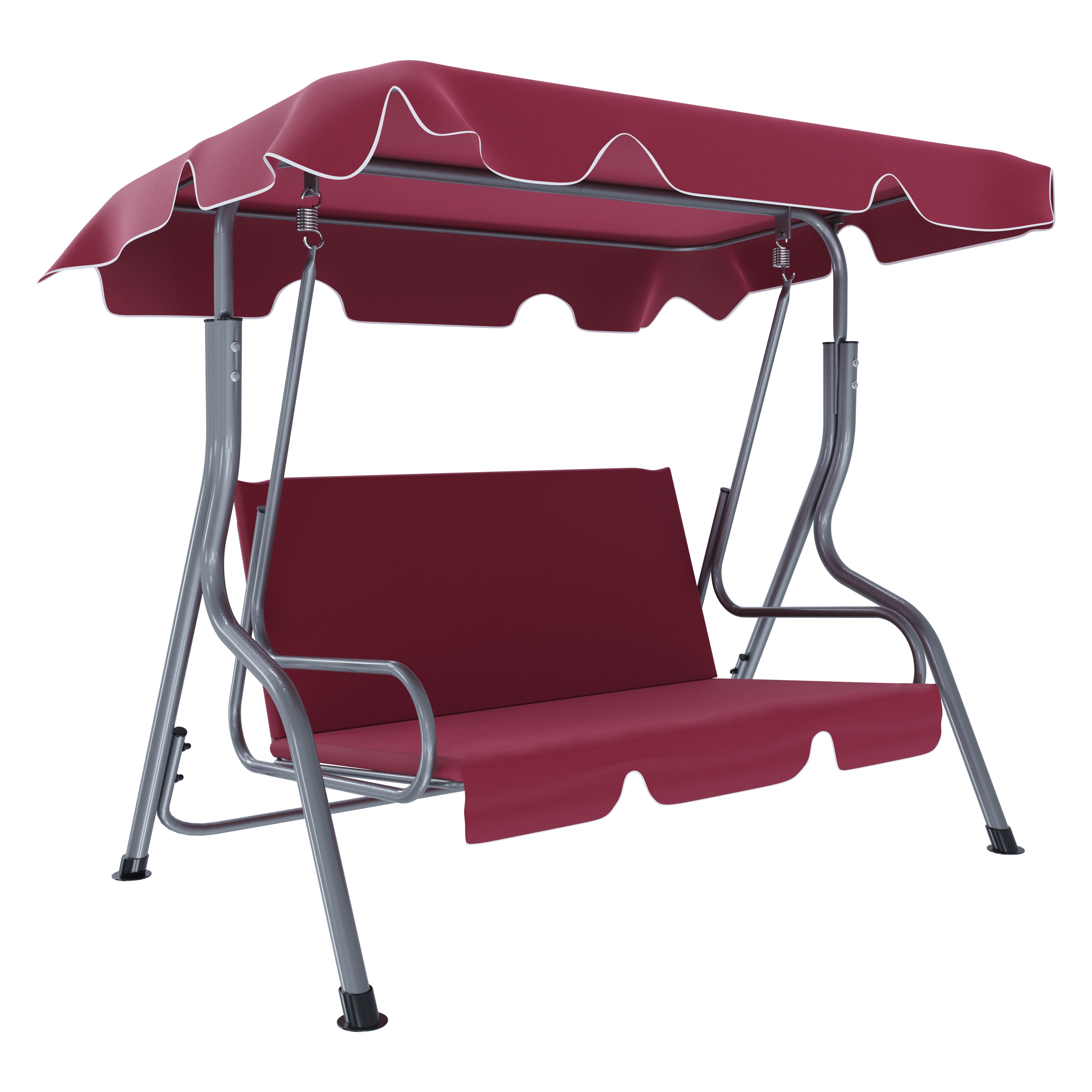 Dondolo Reclinabile Tettuccio Parasole Regolabile Cuscini Imbottiti Struttura Robusta Acciaio Verniciato Giardino Esterno Balcone Terrazzo