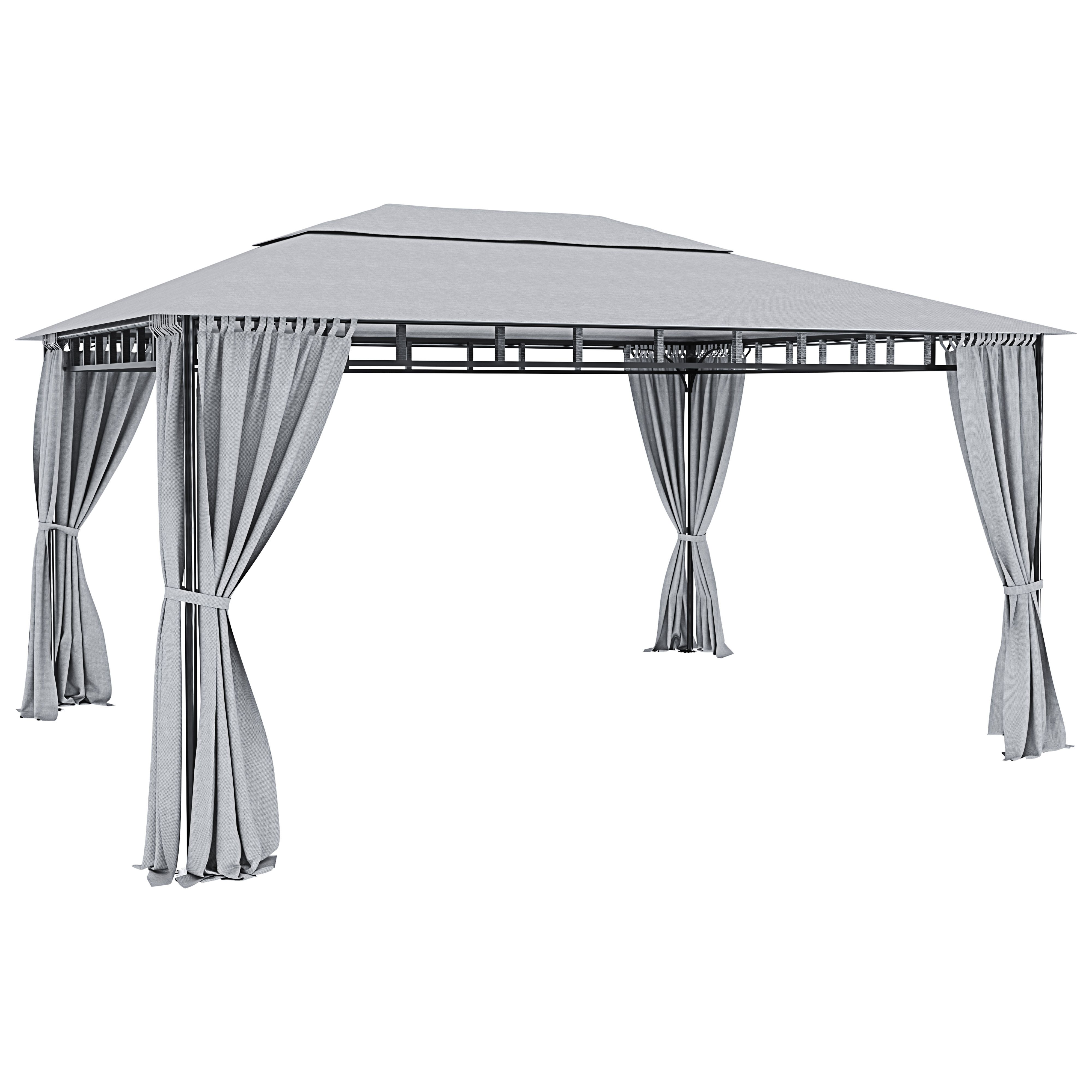 Gazebo Da Giardino Con Tende Laterali Richiudibili Struttura In Acciaio Robusto Copertura Impermeabile