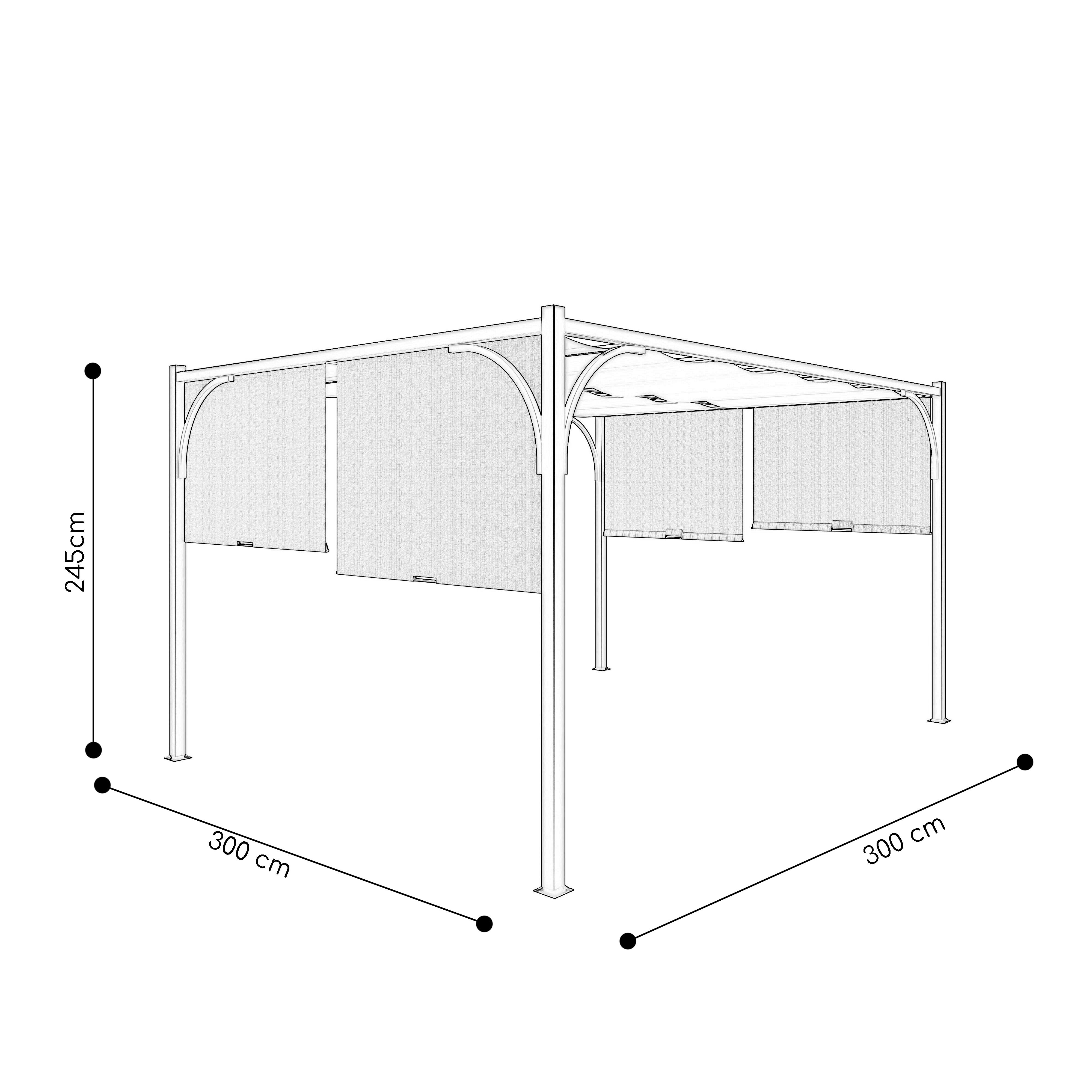 Gazebo Pergola Pergolato Con Tetto Scorrevole Impermeabile Retrattile Richiudibile Struttura Acciaio Bianca Giardino Terrazzo Piscina Esterno Fiere Campeggio Elegante Moderno