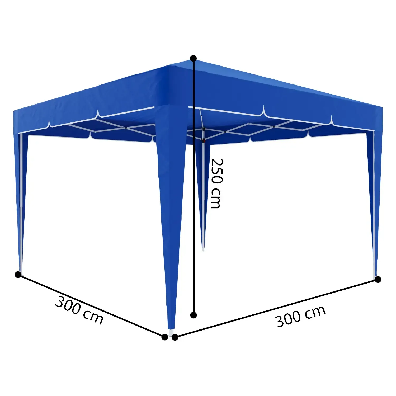 Gazebo Pieghevole Idrorepellente 3 x 3 M Da Giardino Con 4 Sacche Per Pesi E Sacca Di Trasporto Chiusura A Fisarmonica Per Fiere Campeggio Esterno Piscina Struttura Acciaio Copertura 160 gr/m² (Blu)