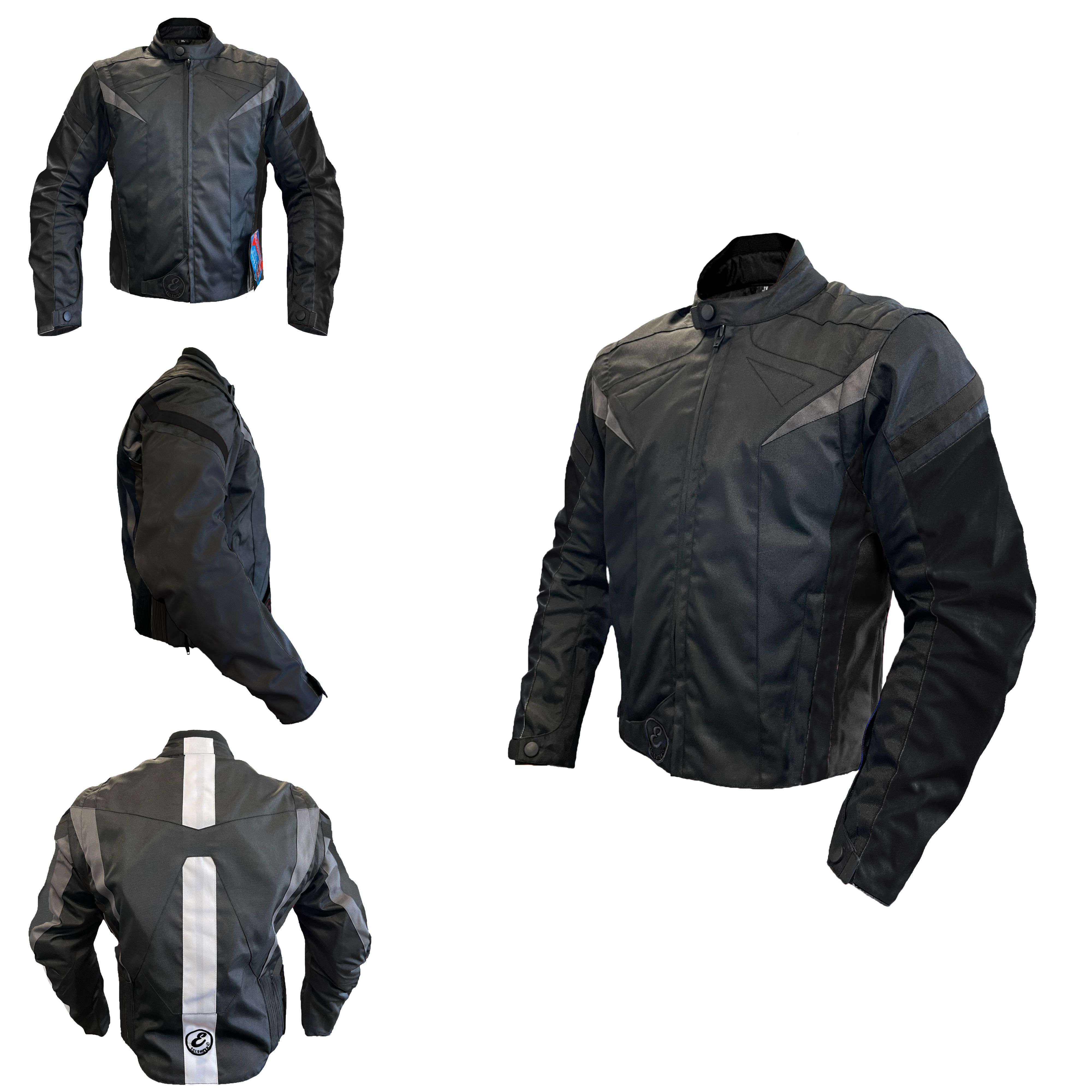 Giacca Moto Protezioni Removibili Giubbotto Tessuto Cordura Manica Staccabile Termico Removibile Tasche Chiusura Zip Stagioni