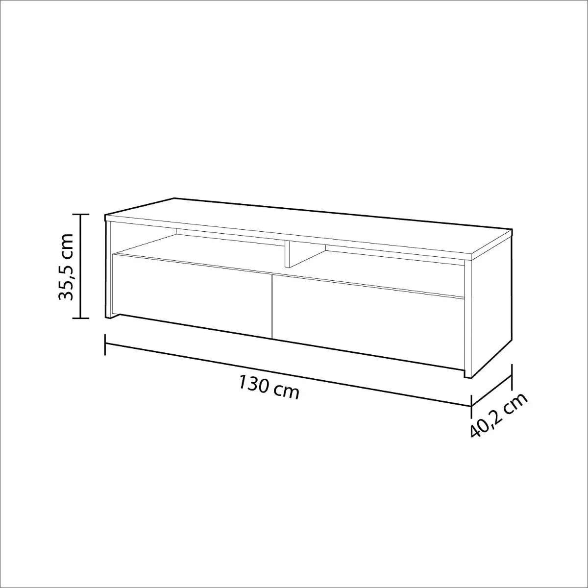 Mobile Porta TV Moderno Parete Attrezzata con 2 Ante e 2 Vani a Giorno Mobiletto Salvaspazio da Terra per Televisione Soggiorno Salotto Camera da Letto 130 x 40 x 35 Cm