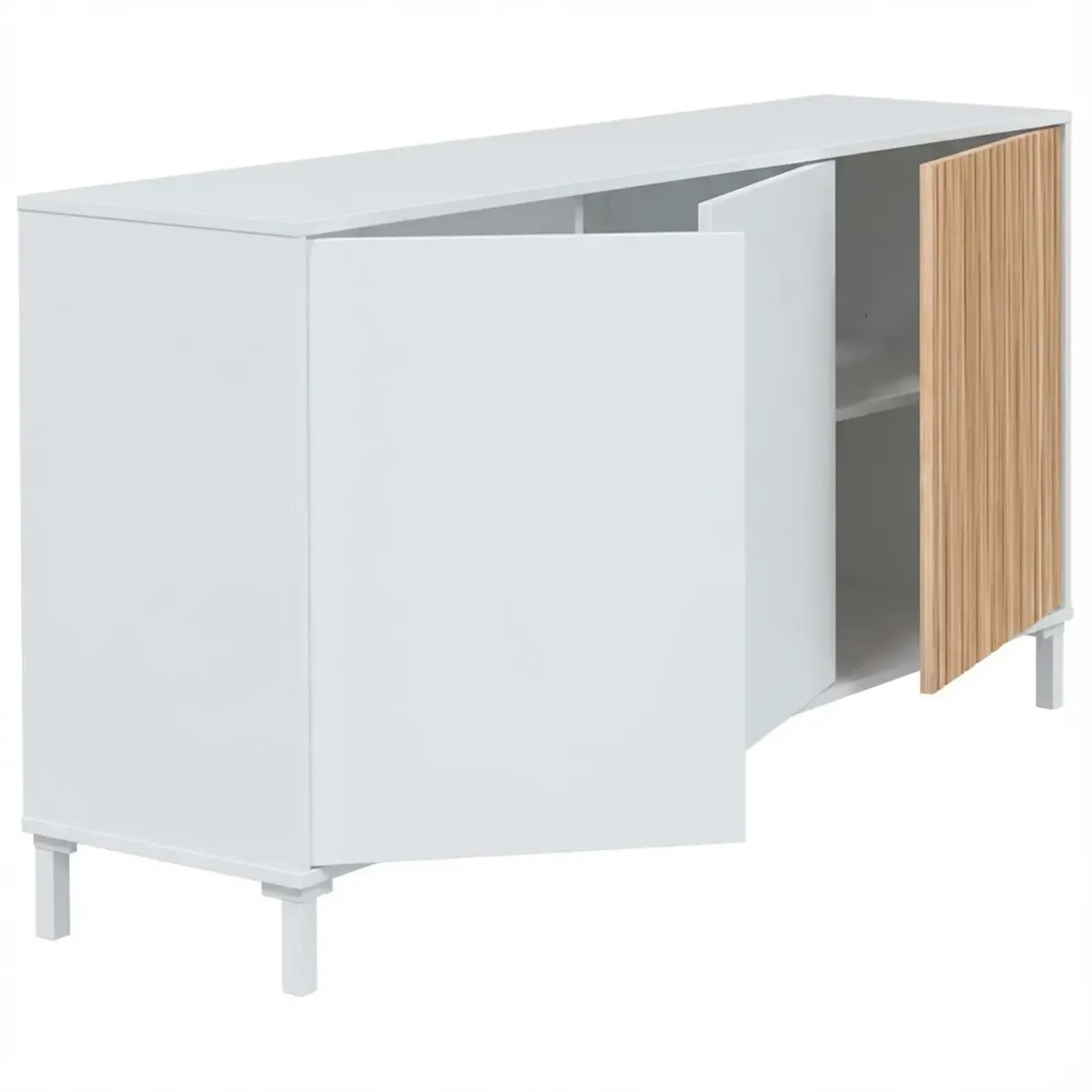 Credenza a 3 Ante con Push To Open Madia Moderna con Ripiani interni Mobile Contenitore per Soggiorno Salotto Ingresso Corridoio 74 x 154 x 40 Cm
