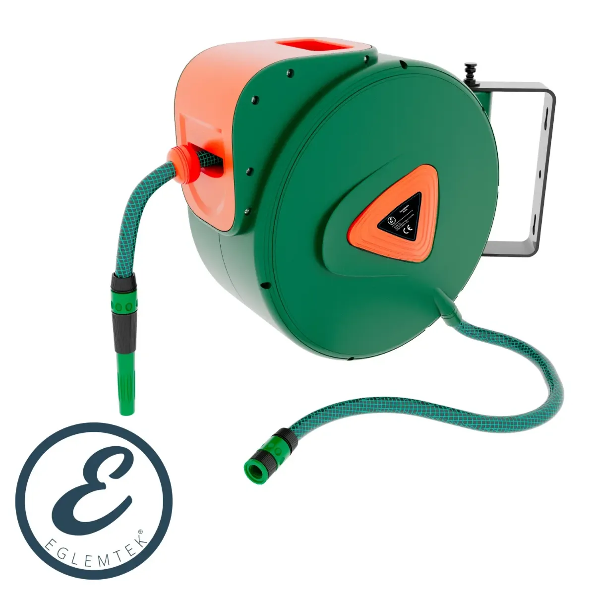 Avvolgitubo da Giardino per Acqua con Tubo in PVC Attacco 1/2" Fissaggio Parete Muro Sistema Blocco Automatico Riavvolgitore Auto Stop Accessorio Esterno Salvaspazio Pressione  24 Bar 