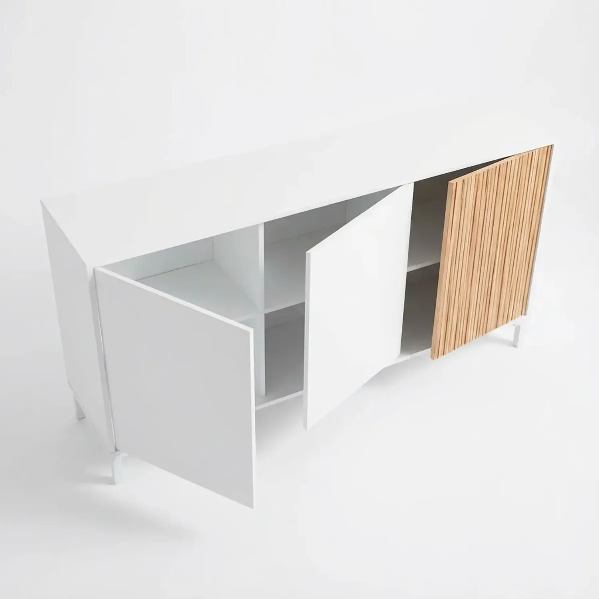 Credenza a 3 Ante con Push To Open Madia Moderna con Ripiani interni Mobile Contenitore per Soggiorno Salotto Ingresso Corridoio 74 x 154 x 40 Cm