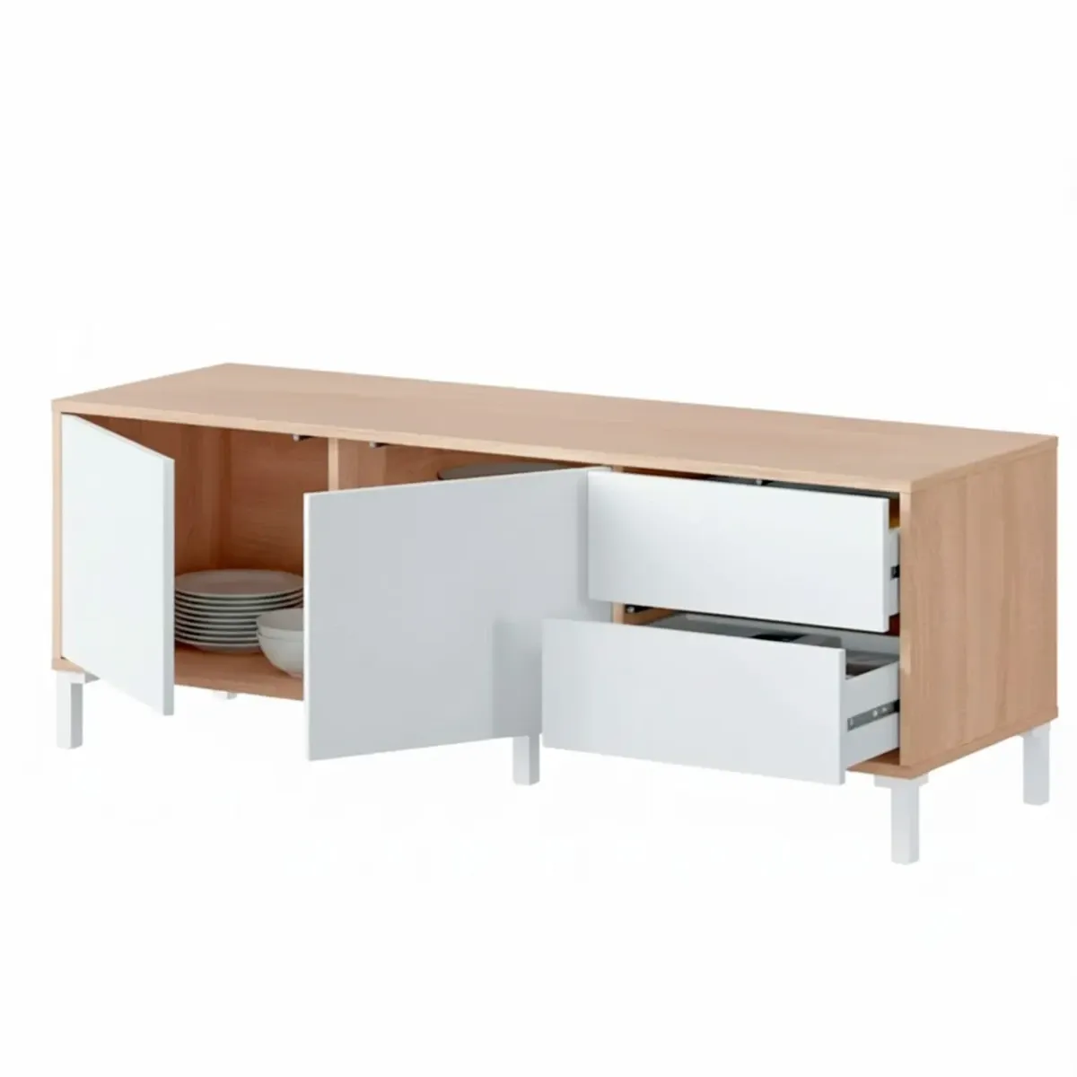 Mobile Tv Credenza Soggiorno Porta Televisione Madia Design Moderno Arredo Casa Mobile Basso Tv Melaminico Scandinavo Salotto Compatto Contenitore Multimediale 130 x 41 x 47 Cm
