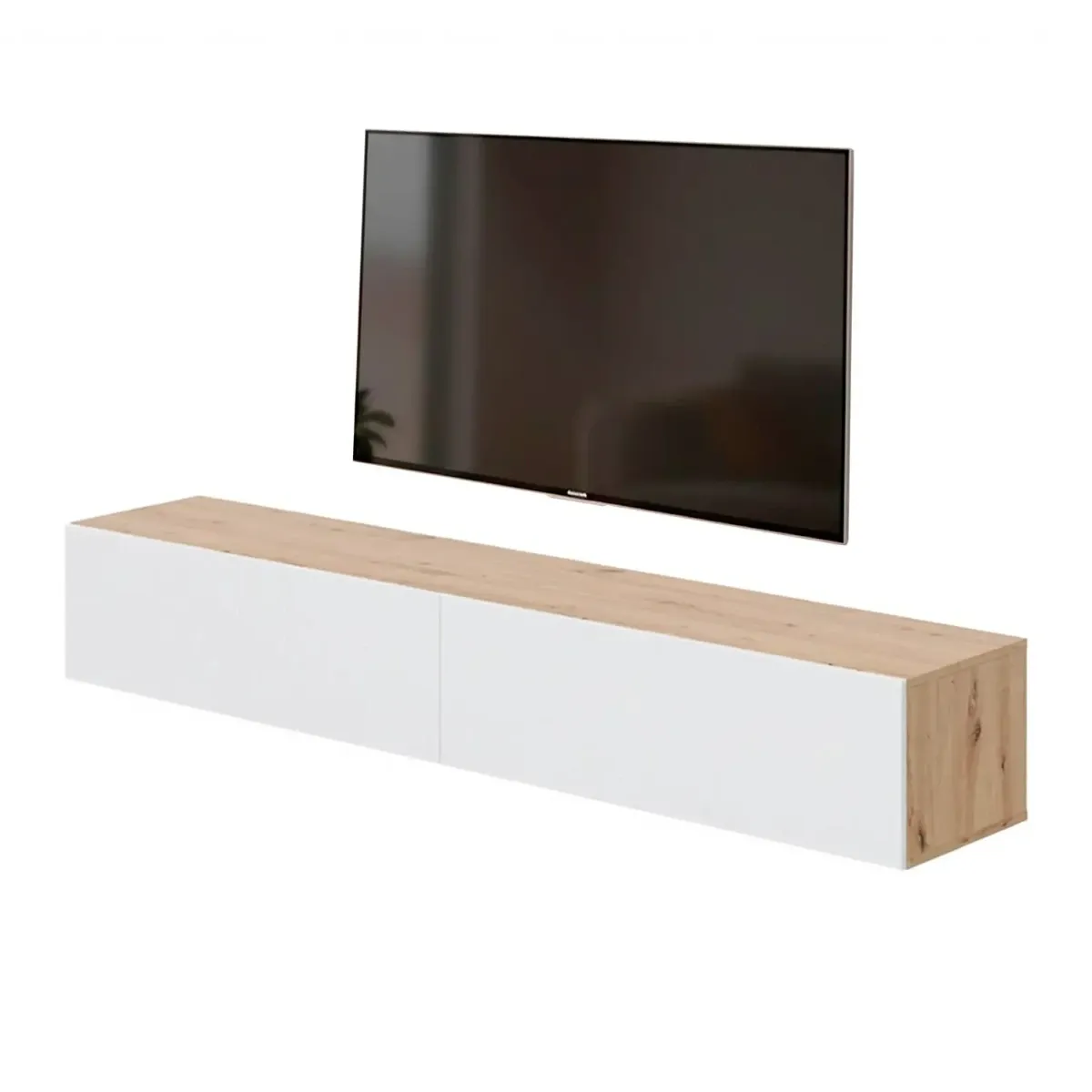 Mobile TV Sospeso da 180 Cm Parete Attrezzata con 2 Ante Push Porta TV Moderno in Pannelli Melaminici E1 per Salotto Soggiorno Design Minimal 180 x 34,5 x 28 Cm