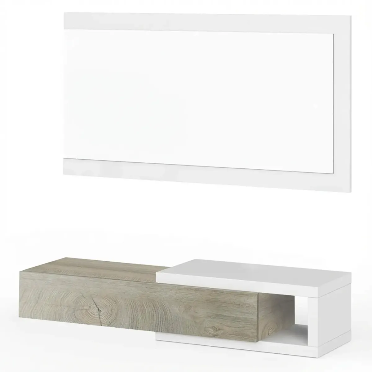 Mobile Maiorca Mobiletto da Ingresso Sospeso con Cassetto Mensola e Specchio Arredo Arredamento Sala 95 x 19 x 26 cm