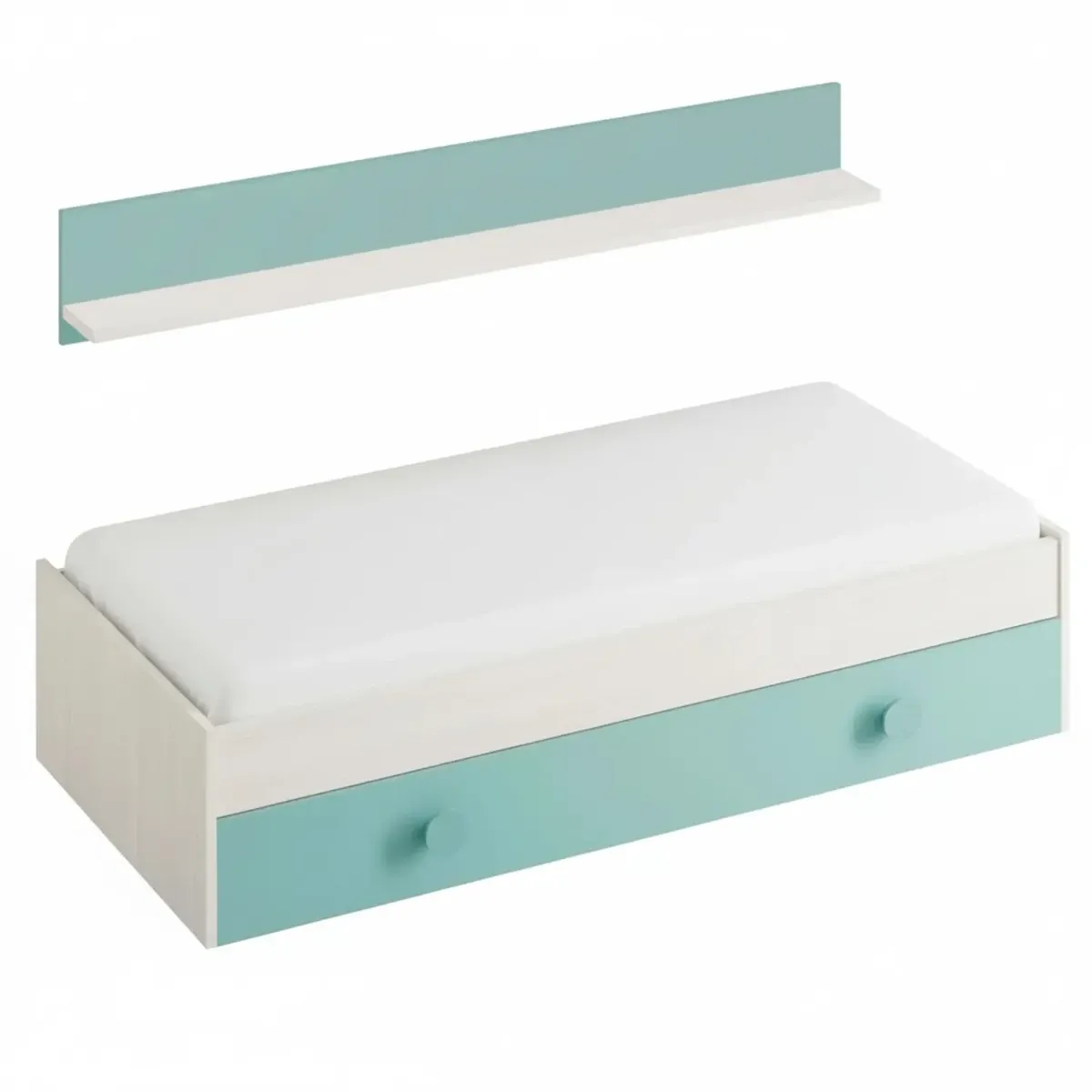 Letto Singolo a Scomparsa per Ragazzi con Letto Estraibile e Mensola a Muro Salvaspazio per Cameretta Camera da Letto Design Moderno Salvaspazio 201 x 43 x 98 Cm