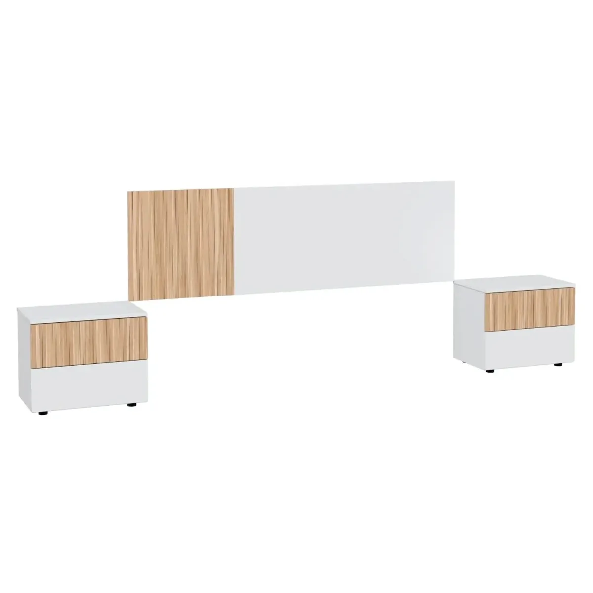 Testiera Letto Matrimoniale da 160 Cm con 2 Comodini a 2 Cassetti Set Camera da Letto Moderno con Fissaggio a Parete Design Moderno Scandinavo