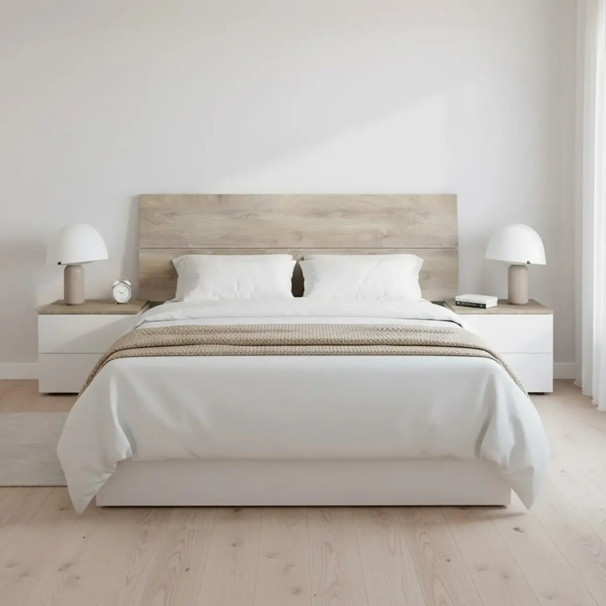 Set Camera da Letto con Testiera Matrimoniale da 176 Cm e 2 Comodini con Cassetti Testata Letto Arredo Moderno per Letti 135 150 160 Cm