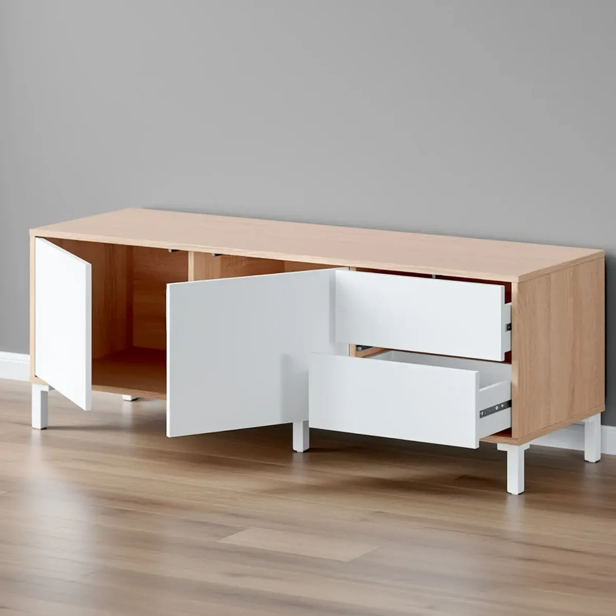 Mobile Tv Credenza Soggiorno Porta Televisione Madia Design Moderno Arredo Casa Mobile Basso Tv Melaminico Scandinavo Salotto Compatto Contenitore Multimediale 130 x 41 x 47 Cm