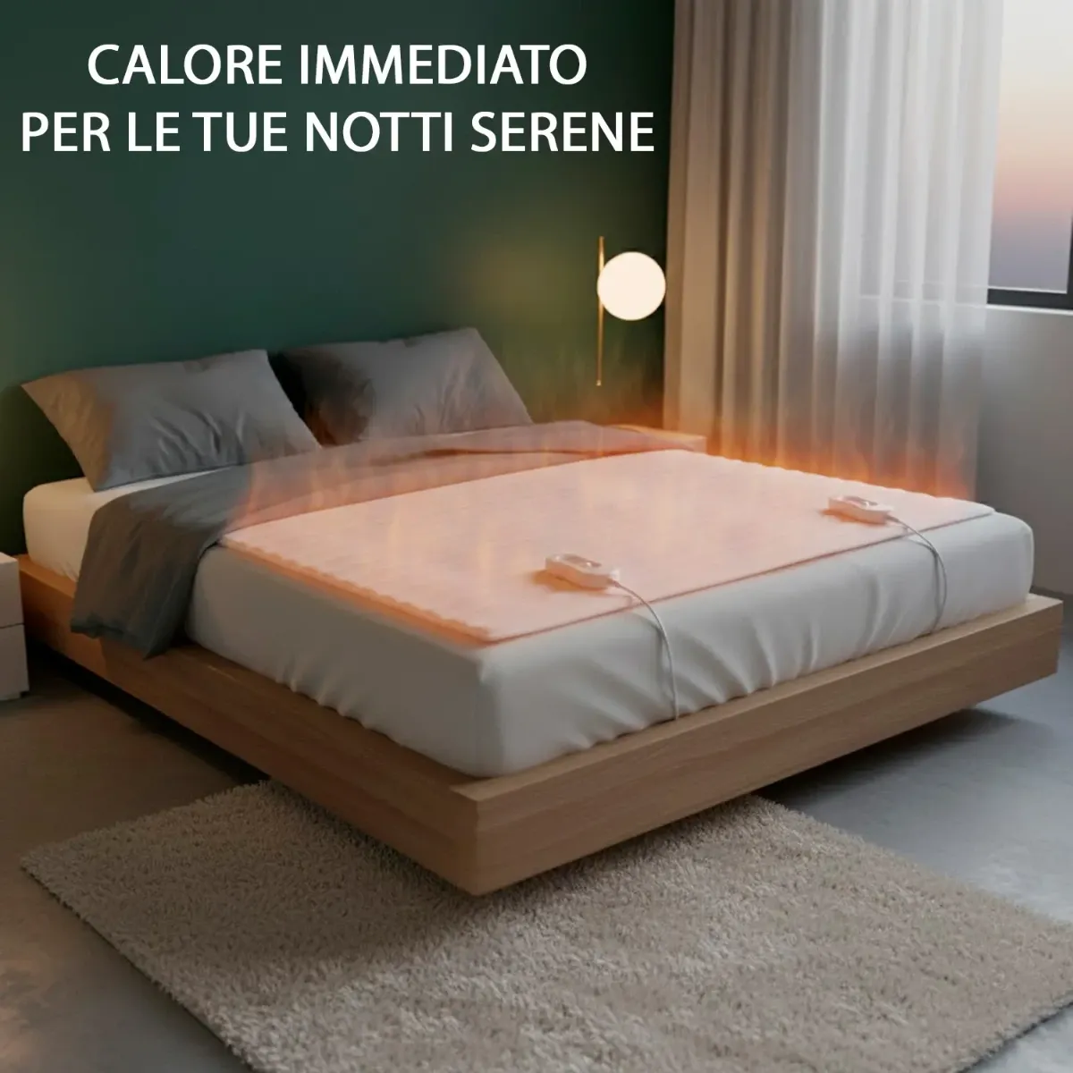 ScaldaLetto Elettrico Matrimoniale 160 x 140 Cm in Poliestere 100% Coperta Elettrica Riscaldante con 2 Telecomandi indipendenti 3 Livelli di Temperatura Timer Sistema Anti Surriscaldamento