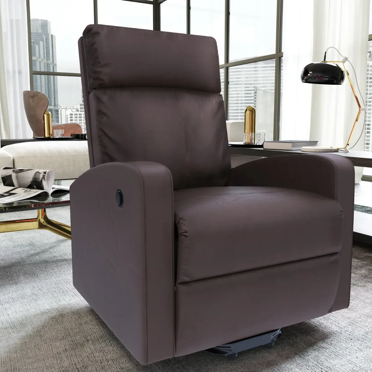 Poltrona Relax in Ecopelle Manuale Schienale Reclinabile Poggiapiedi Estraibile Seduta Imbottita confortevole