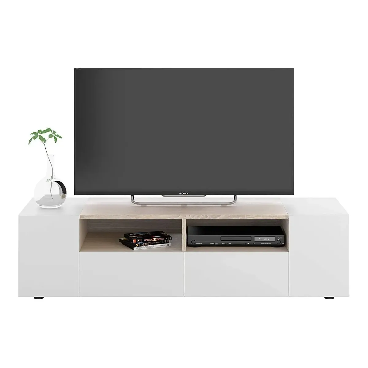 Mobile Porta TV Moderno con Ante e Vani a Giorno Parete Attrezzata Salvaspazio per Soggiorno Salotto Cameretta Camera Design Moderno Elegante 138 x 40.2 x 34 Cm
